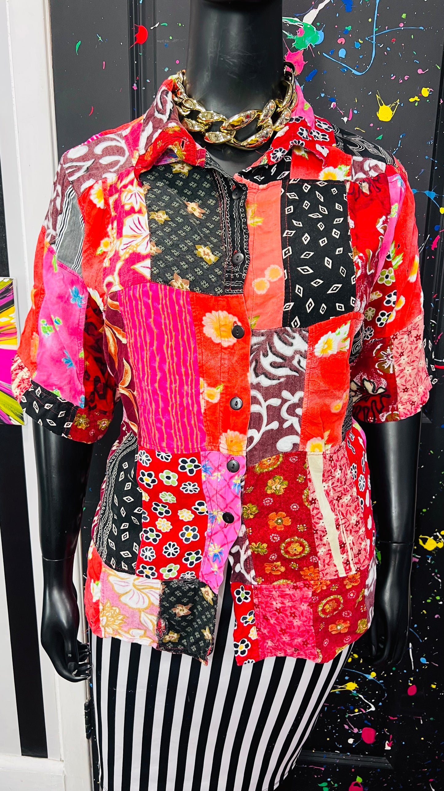 Vintage Rayon Patchwork Blouse (24/26)