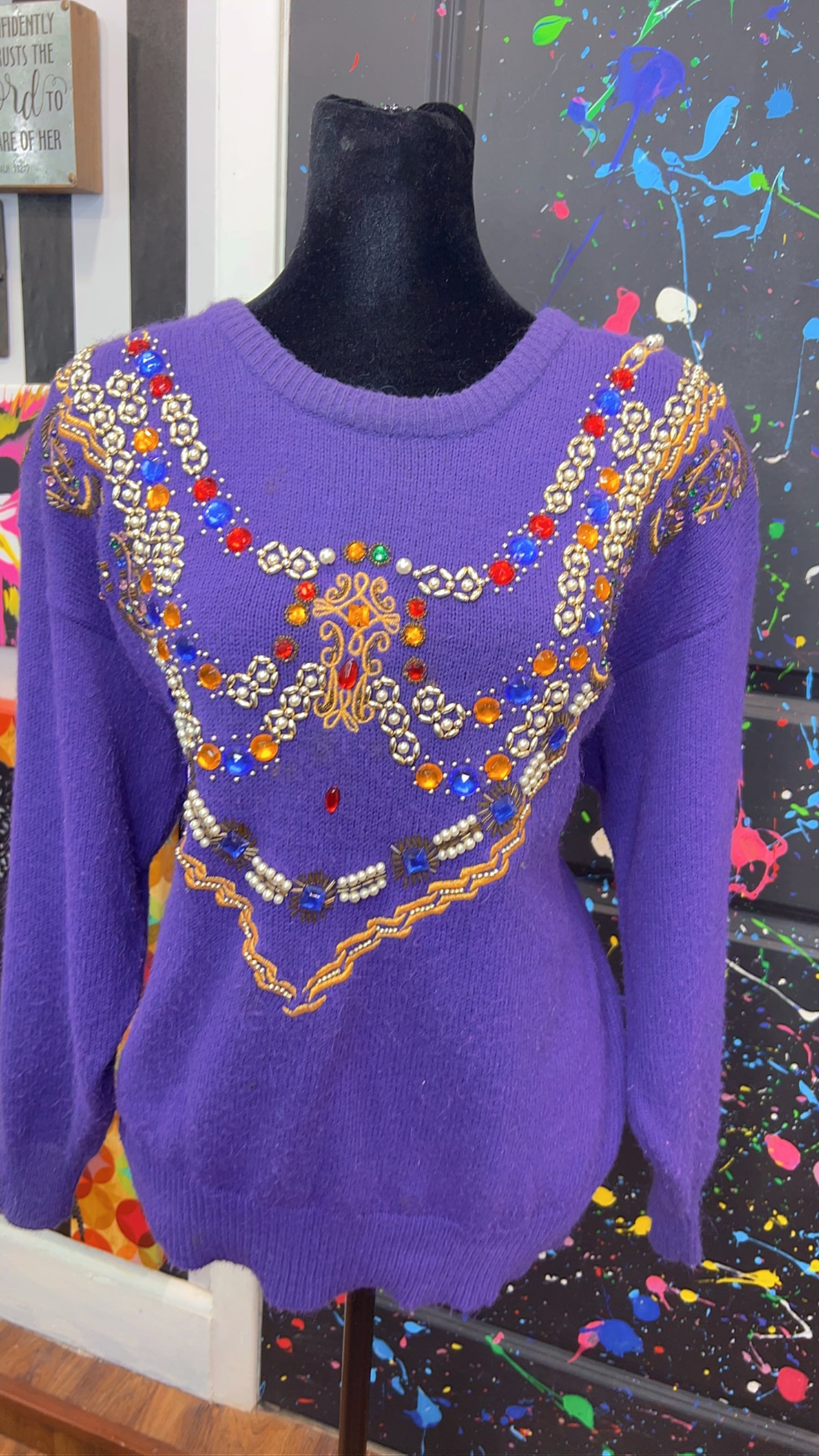 Vintage Jeweled Purple Sweater (14)