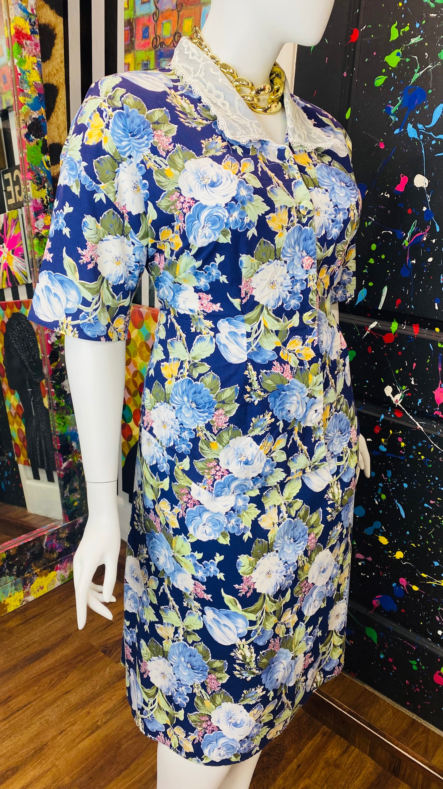 Vintage Floral Cotton Skirt Set (18W)