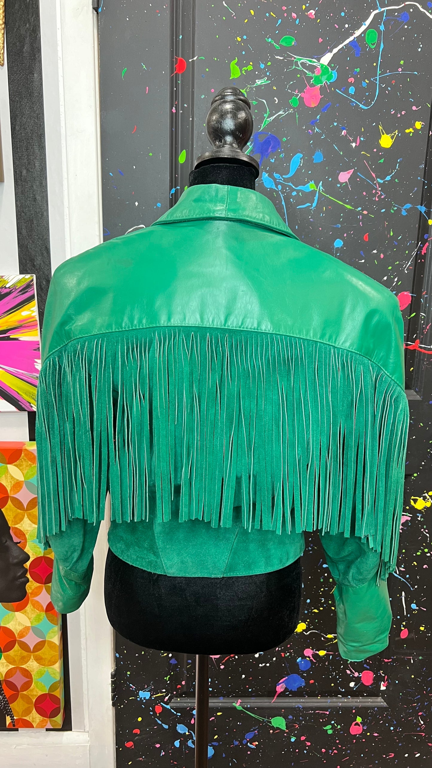 Vintage Genuine Leather & Suede Cropped Fringe Jacket (12/14)