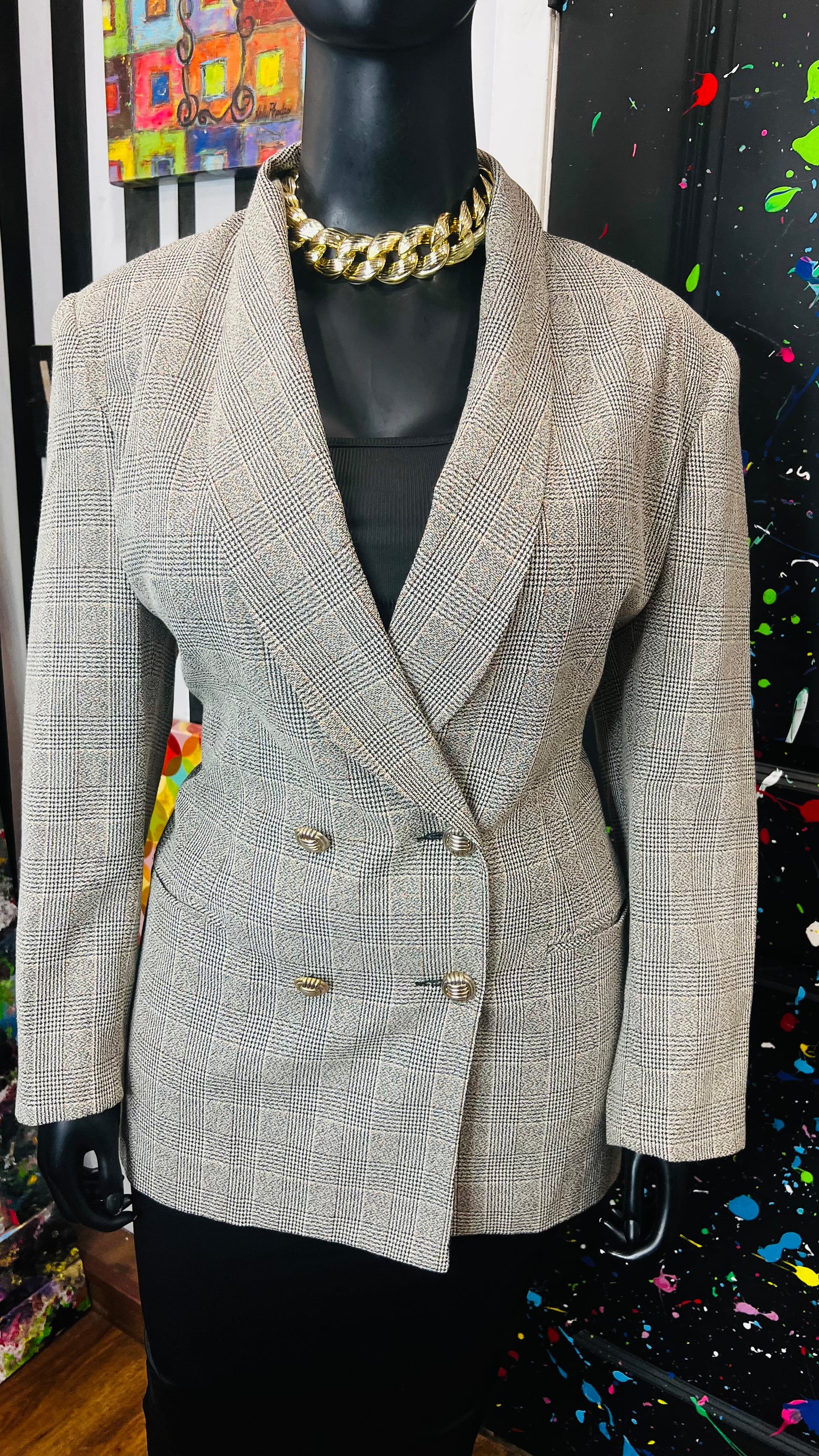 Vintage Plaid Blazer (16W)