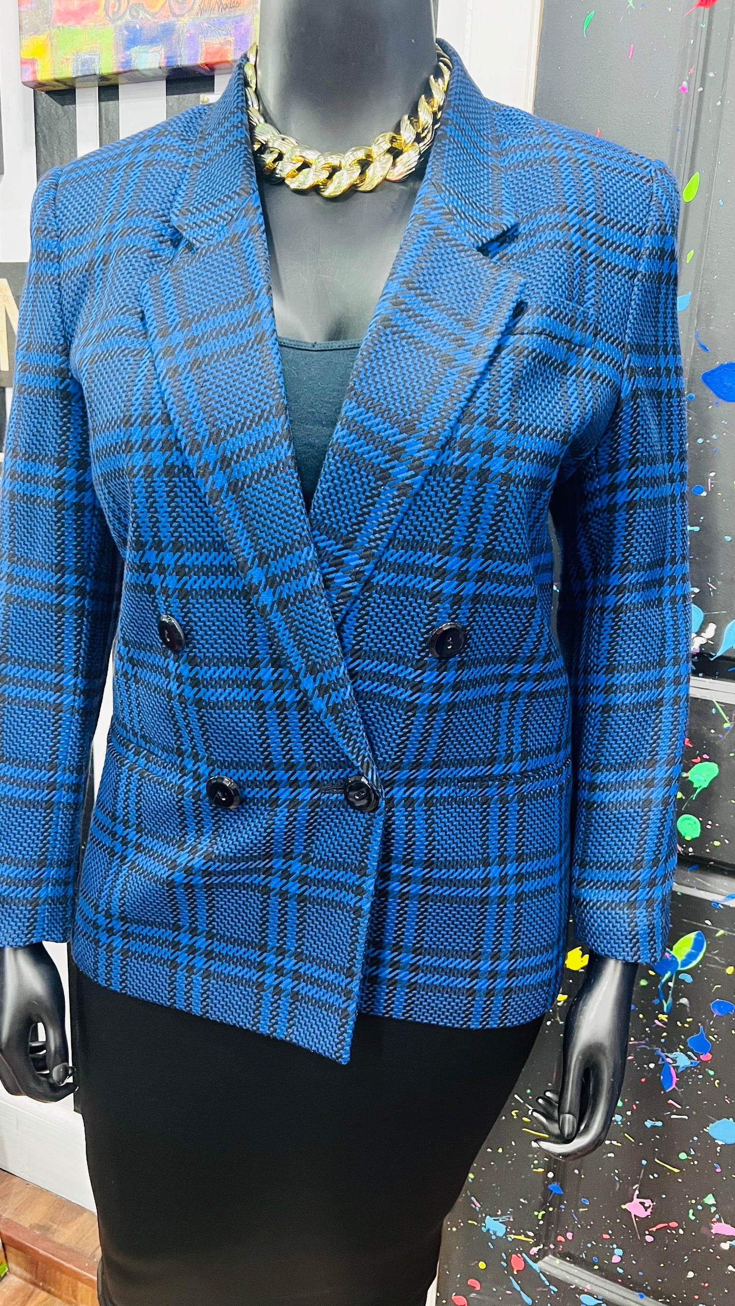 Vintage Blue & Black Blazer (14)