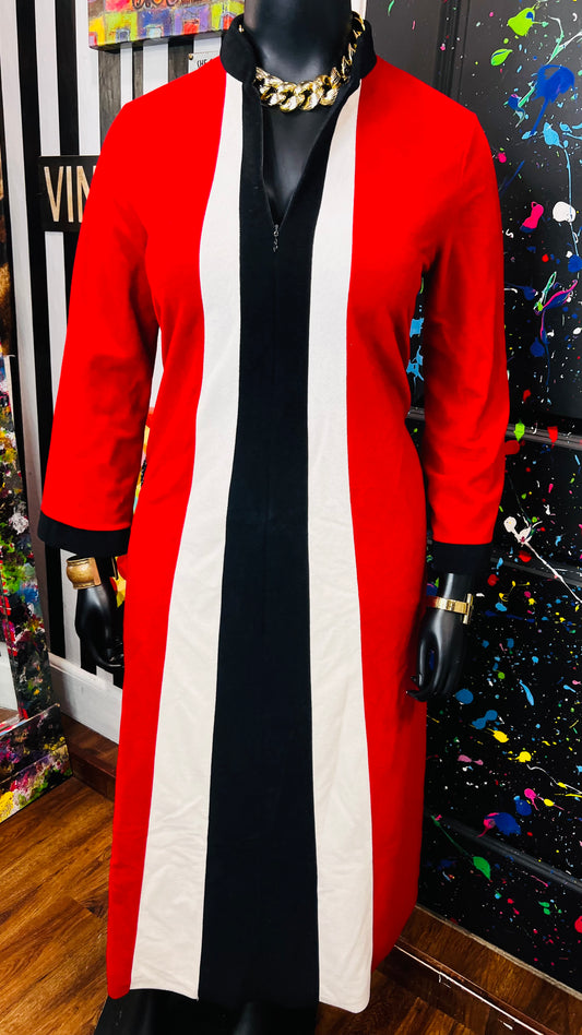 Vintage Night Gown Dress- Color Block (14)
