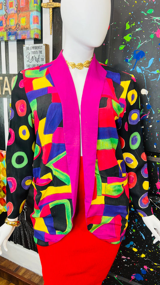 Vintage Abstract Open Blazer (16/18)