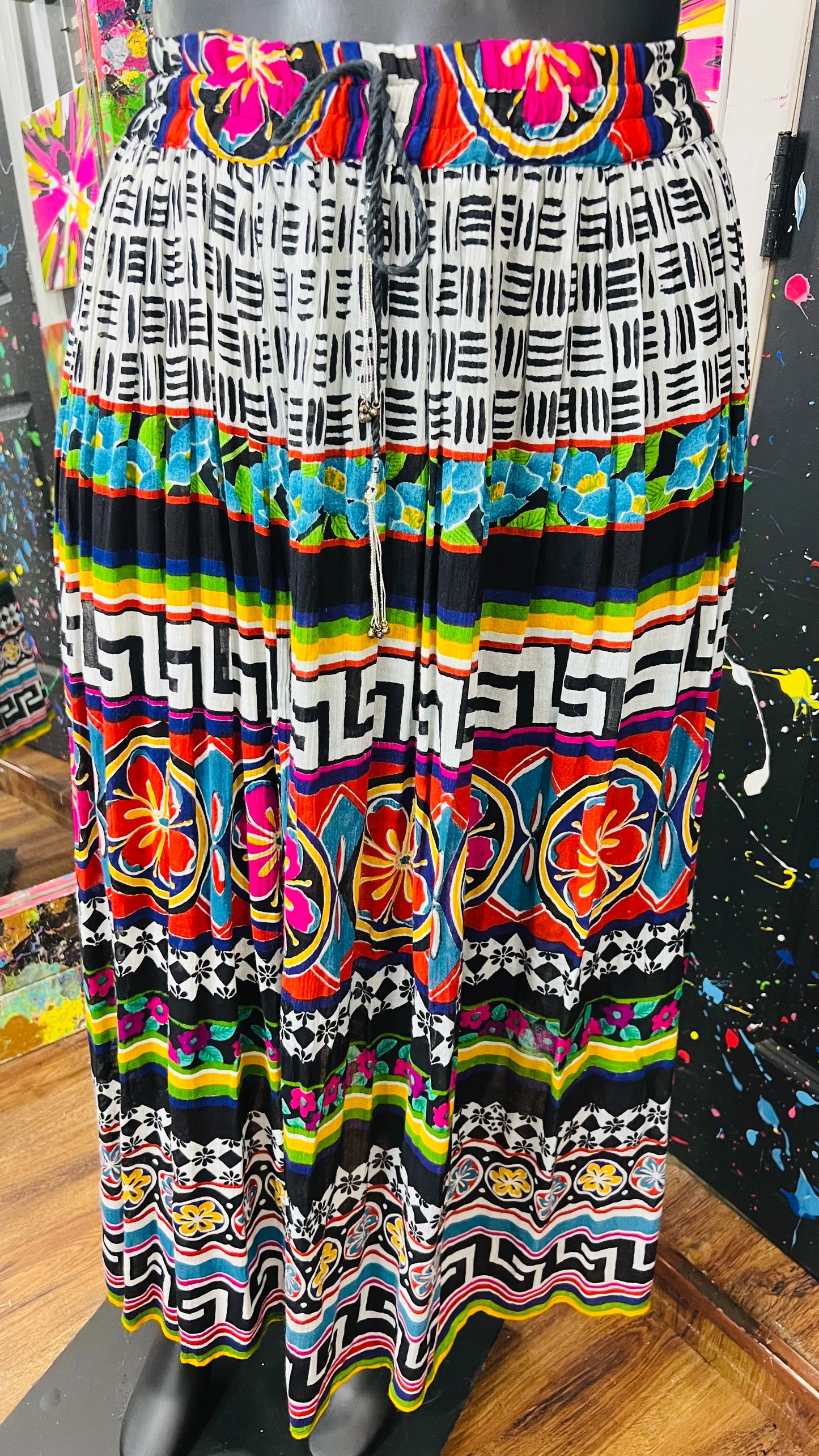 Vintage Rayon Tribal Print Skirt (18)