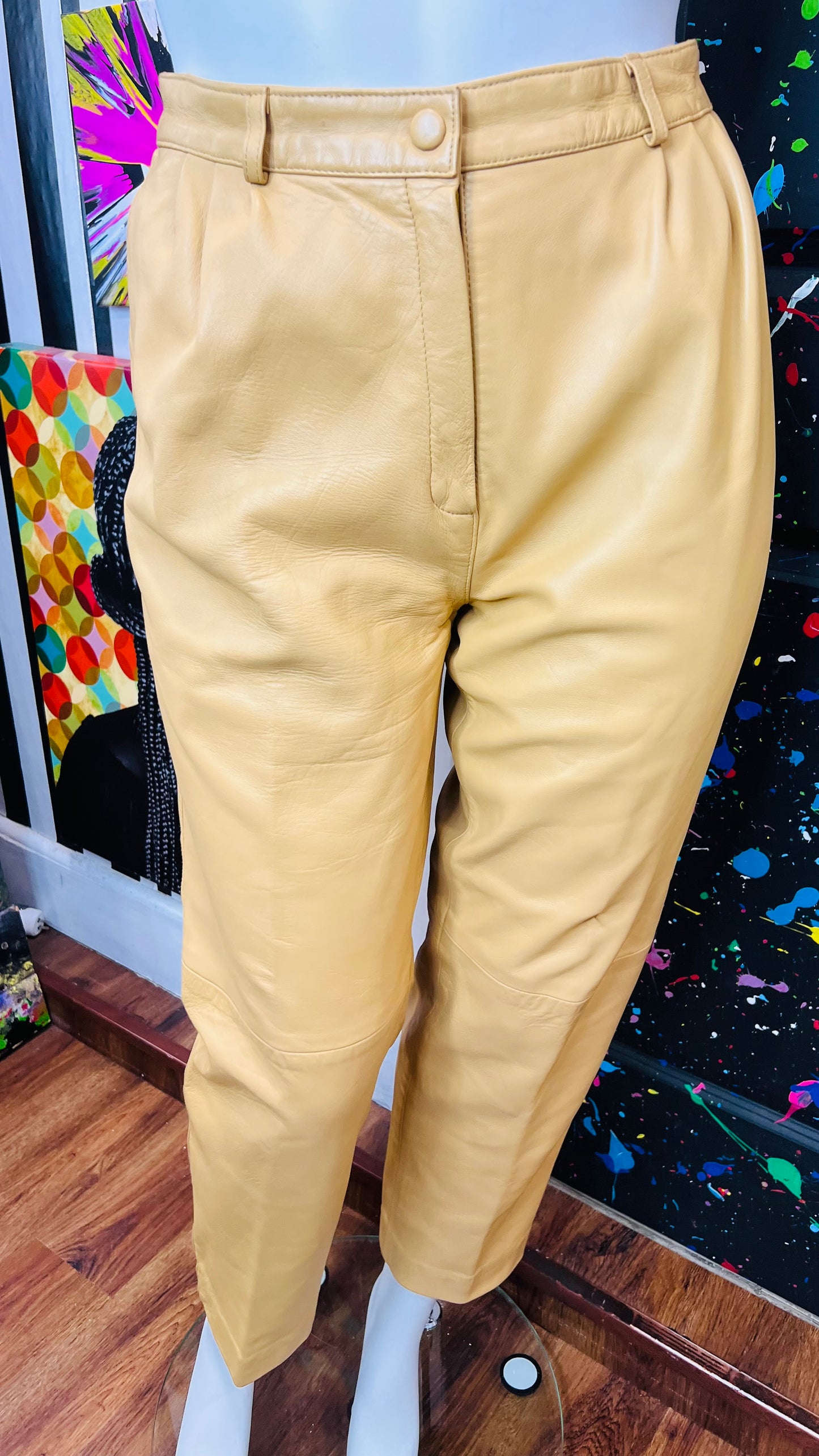 Vintage Genuine Leather Tan Pants (16)