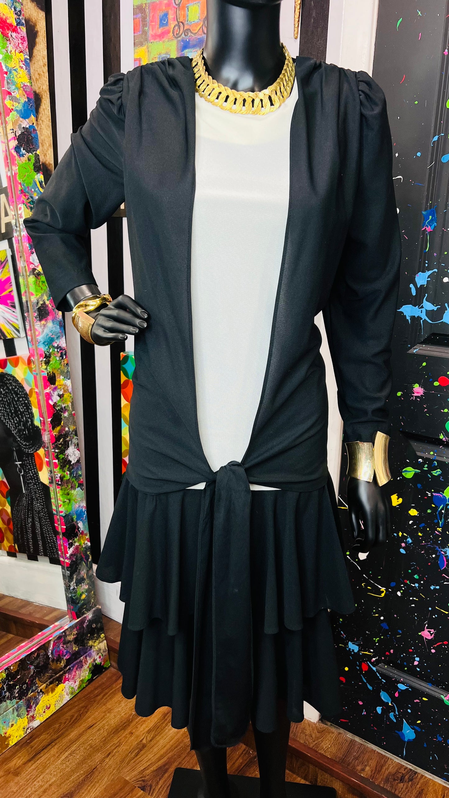 Vintage Layered Black & White Dress (12)