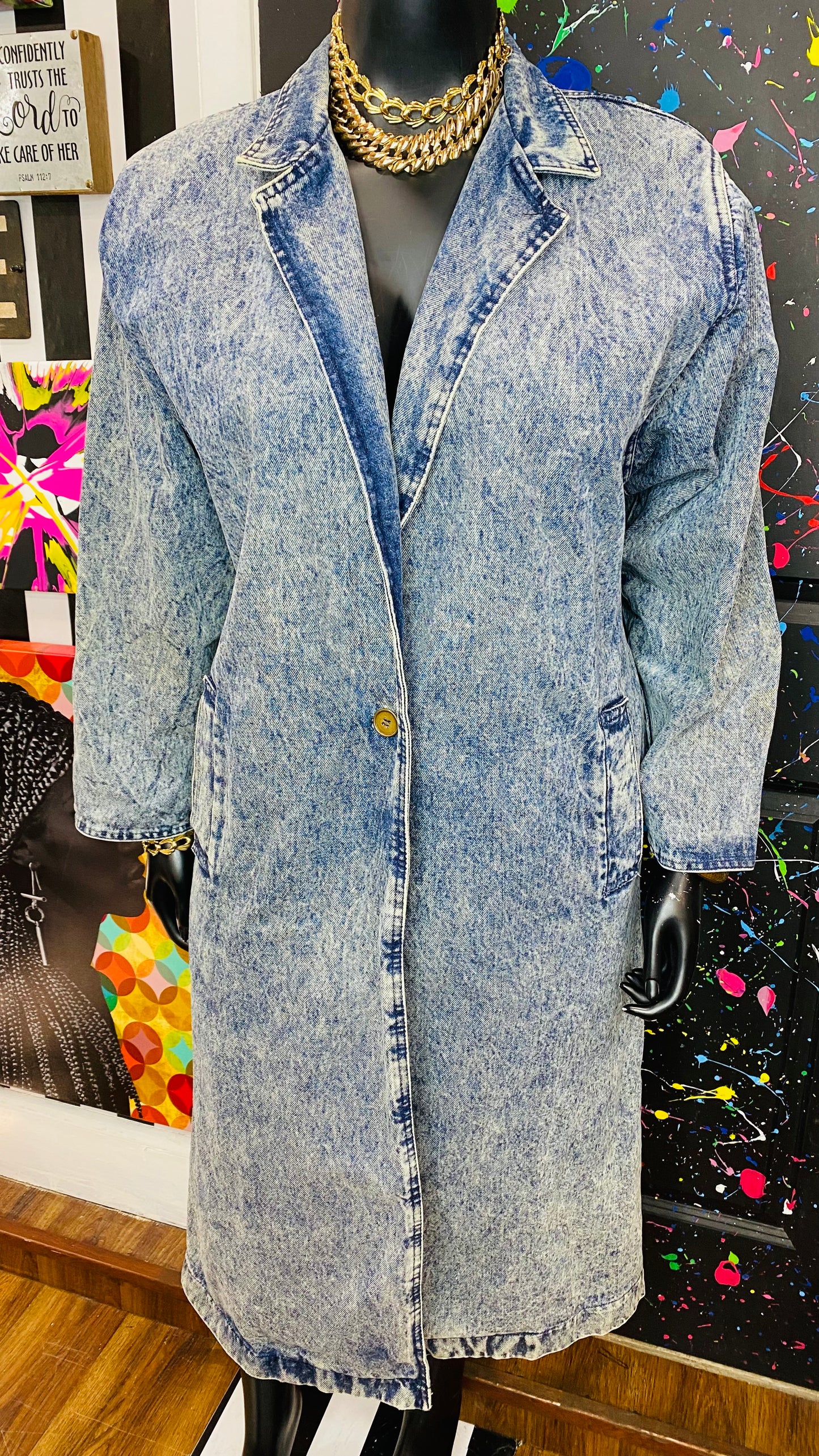 Vintage Acid Wash Denim Duster (16)