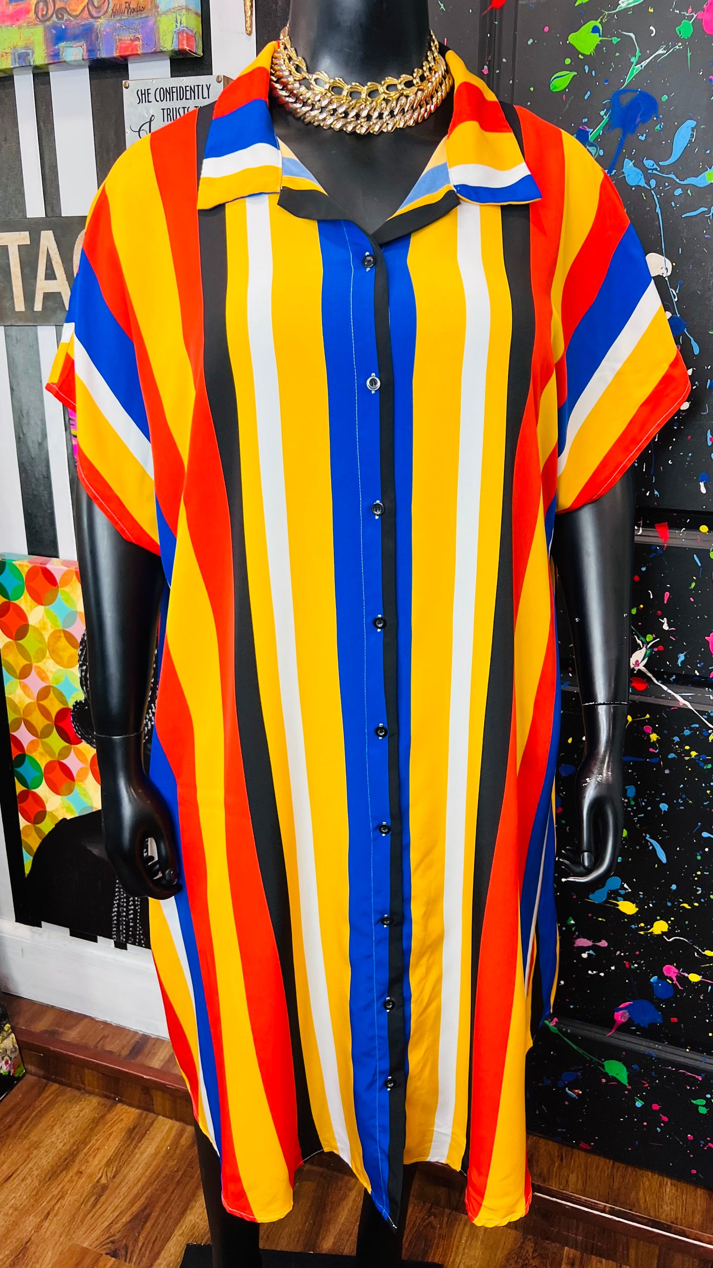 Primary Color Striped Dress (20/22)