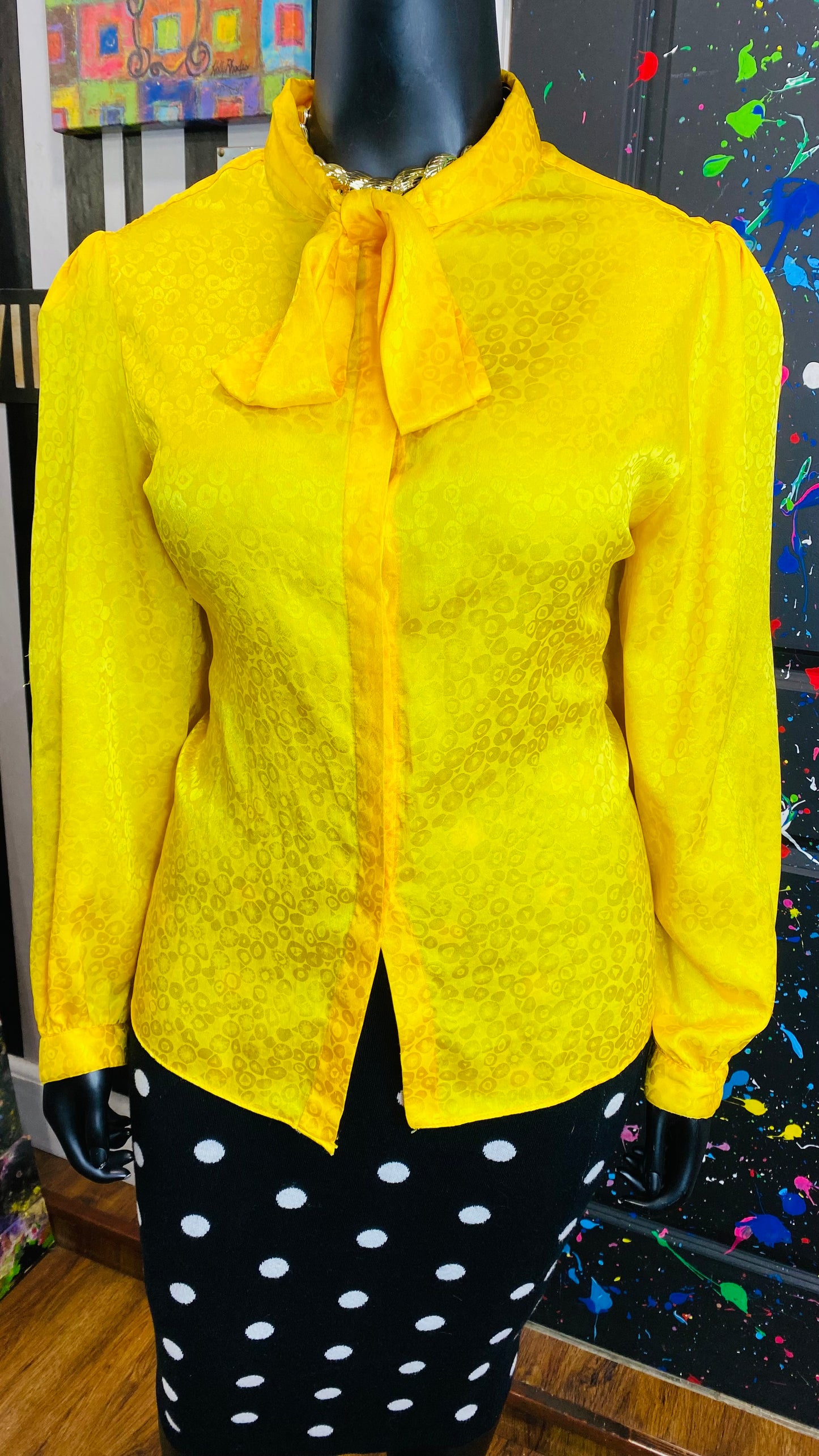 Vintage Yellow Long Sleeve Blouse (22)