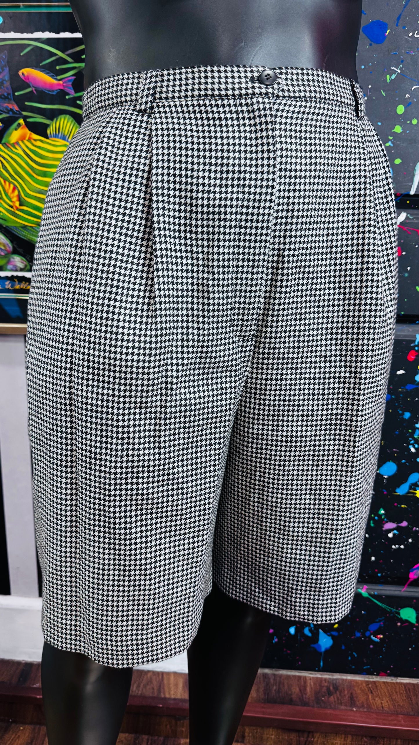 Vintage Wool Houndstooth Shorts (16) New w/ Tags Deadstock