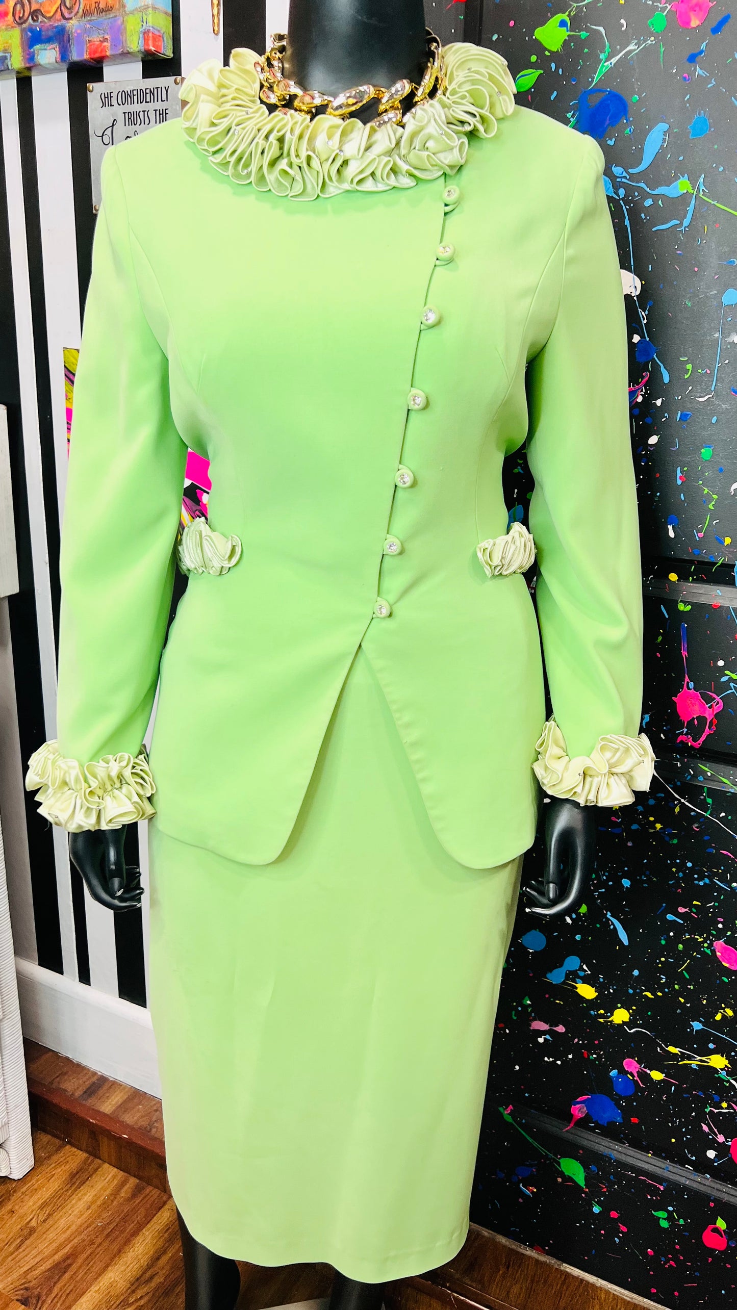 Vintage Mint Luxury Skirt Suit (16)