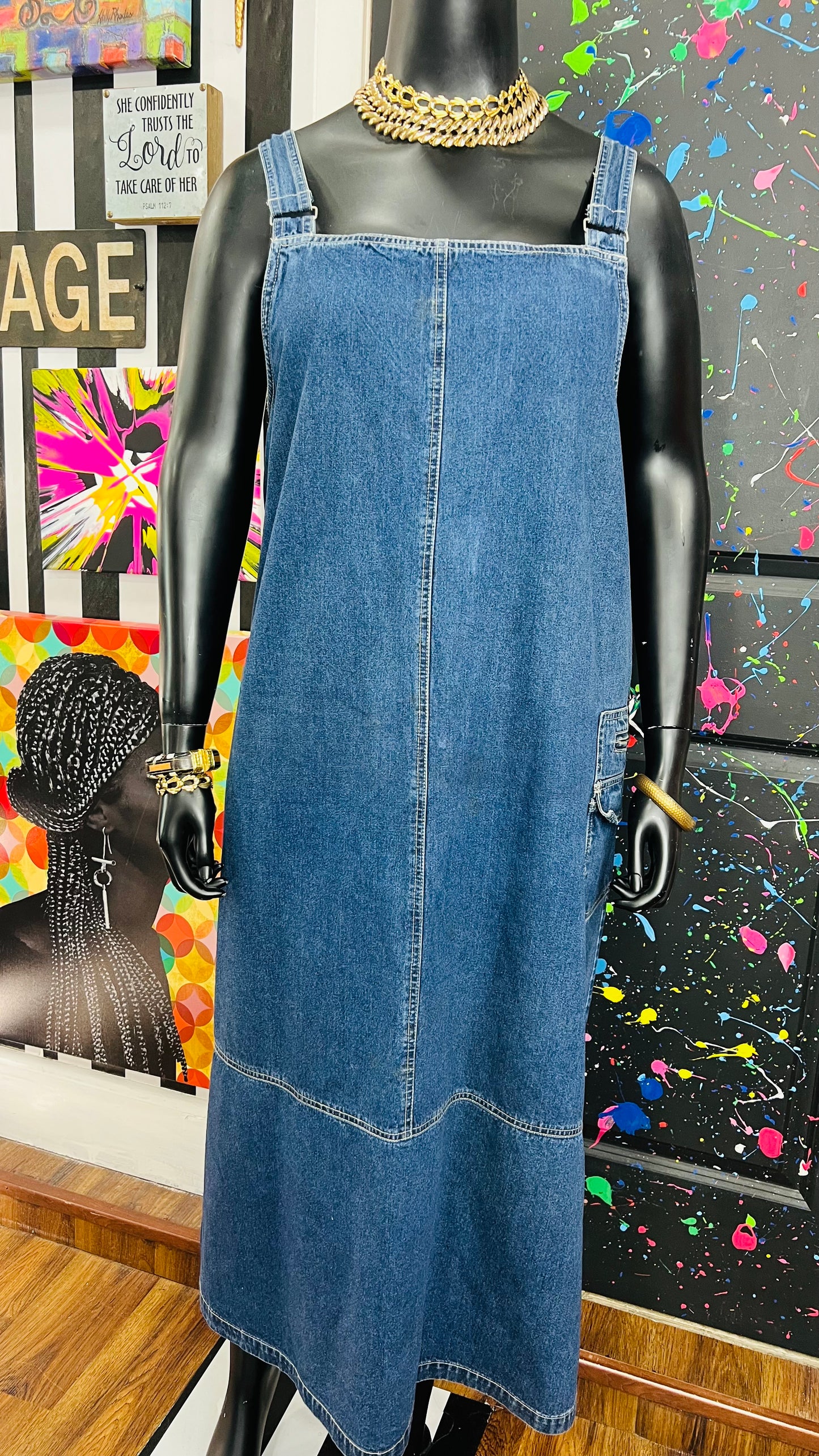 Vintage Y2K Cargo Denim Dress (20)