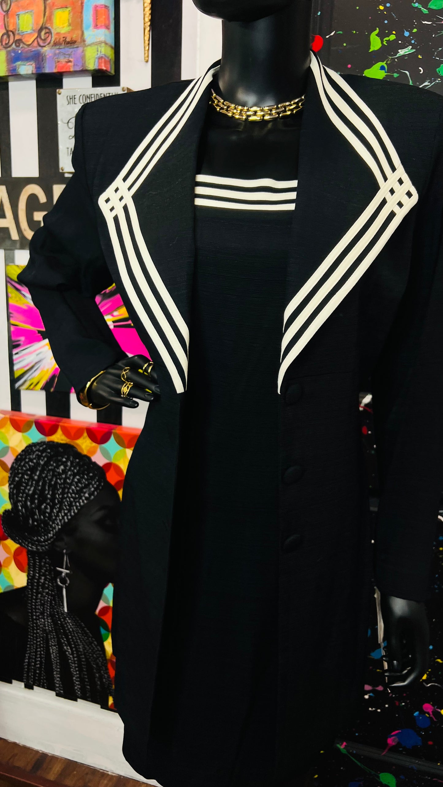 Vintage Black & White Dress & Blazer Set- DeadStock w/Tags (12)
