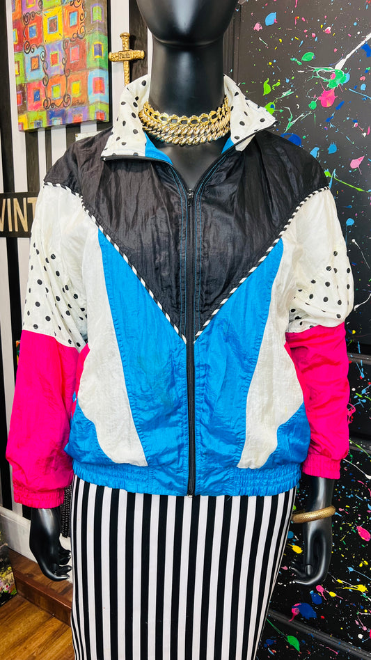 Vintage Polka Windbreaker Jacket (18W)