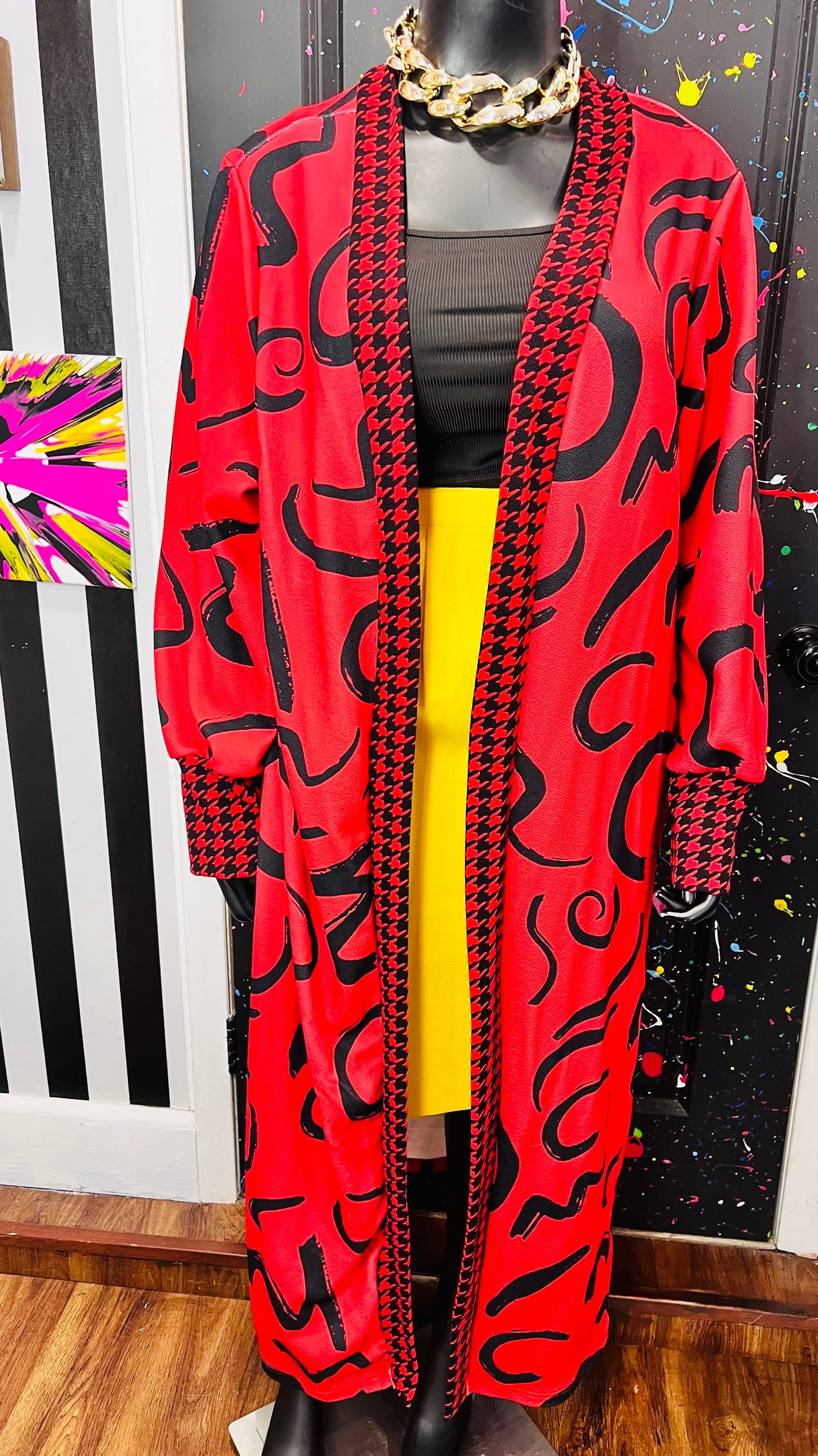 Red & Black Duster - Thicker Material (OS)