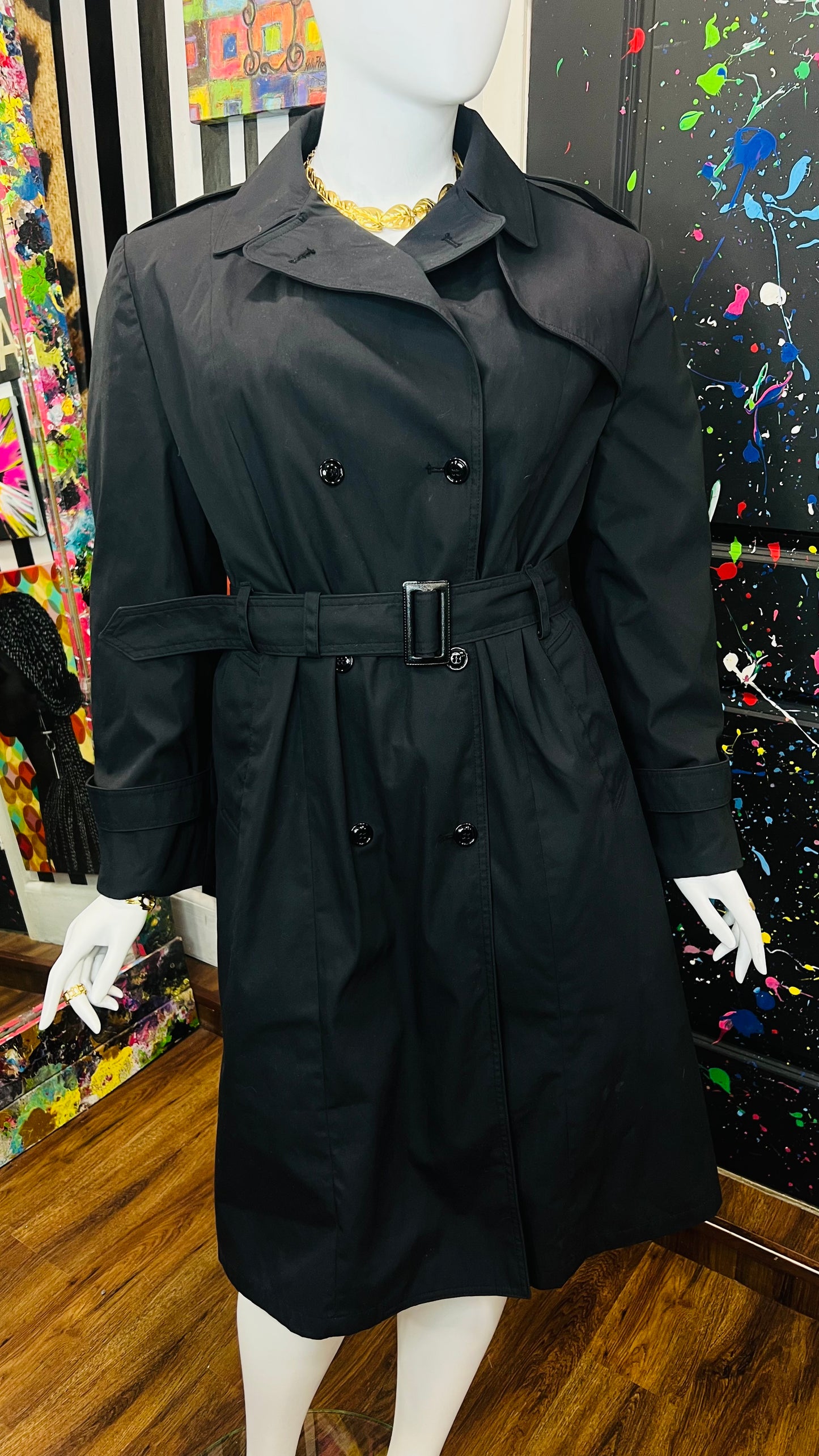 Vintage Black Trench Coat (22)