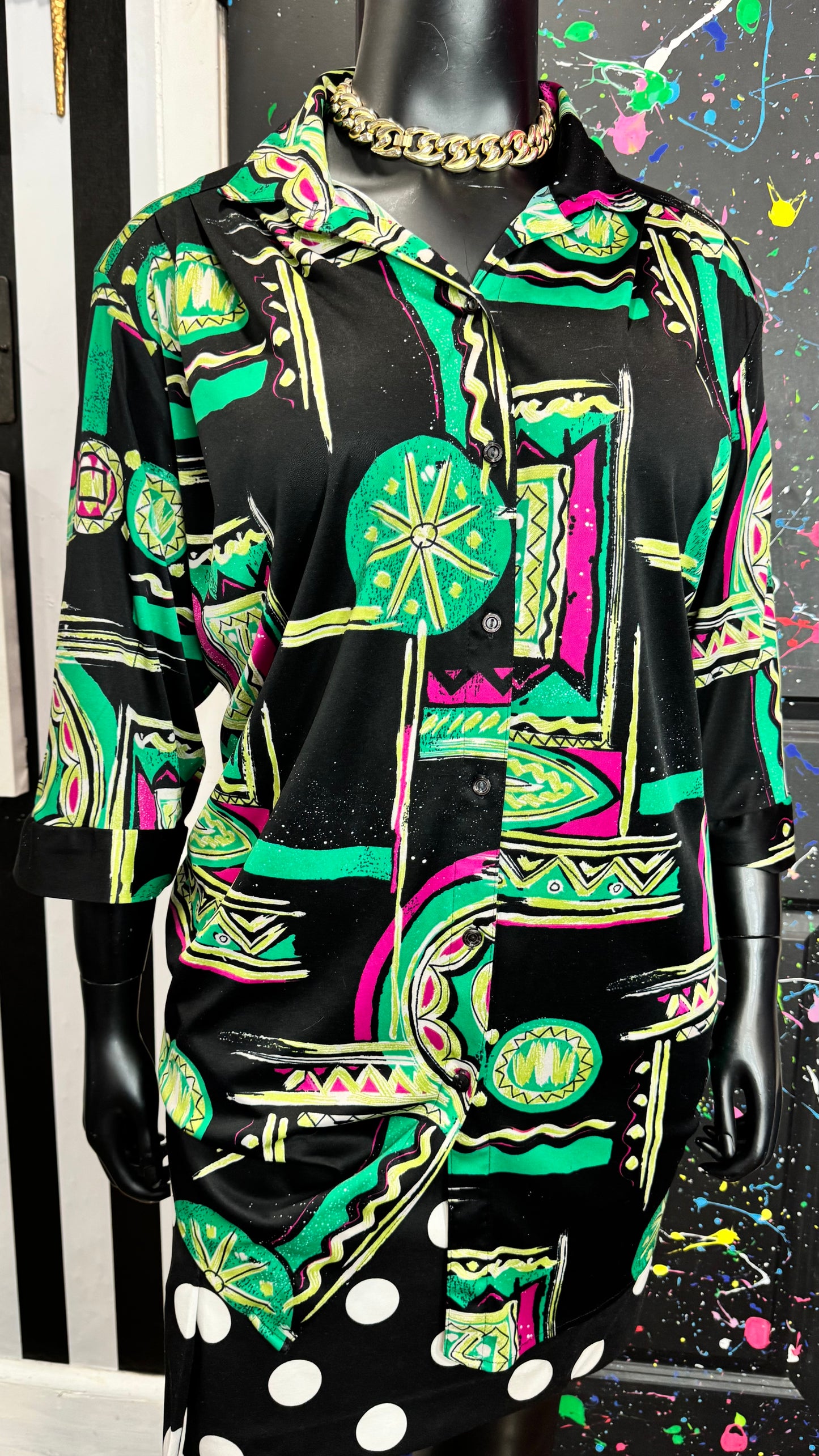 Vintage Top Notch Abstract Blouse (26/28)