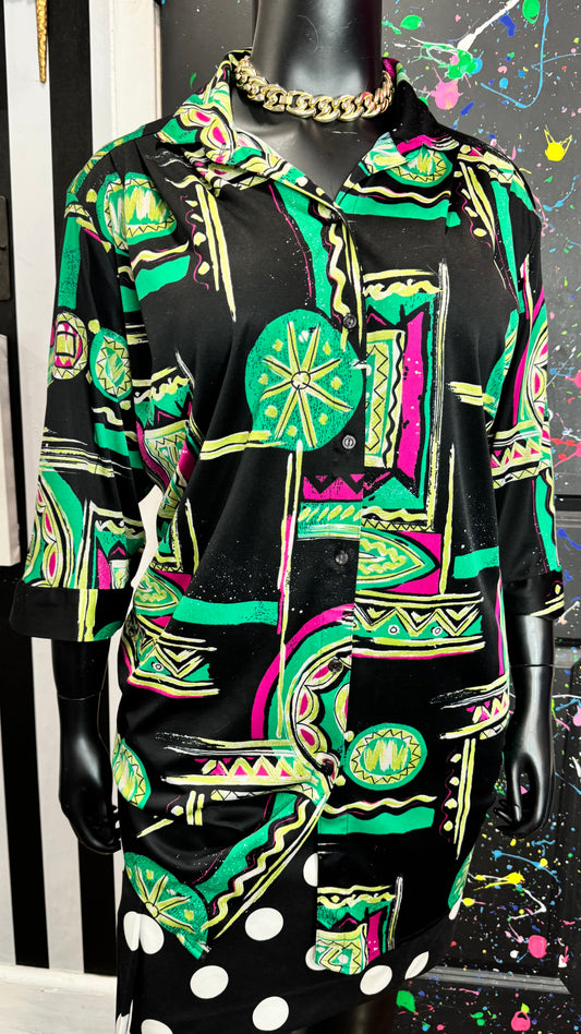 Vintage Top Notch Abstract Blouse (26/28)