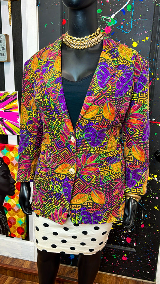 Vintage 100% Silk Abstract 90’s Blazer (20)