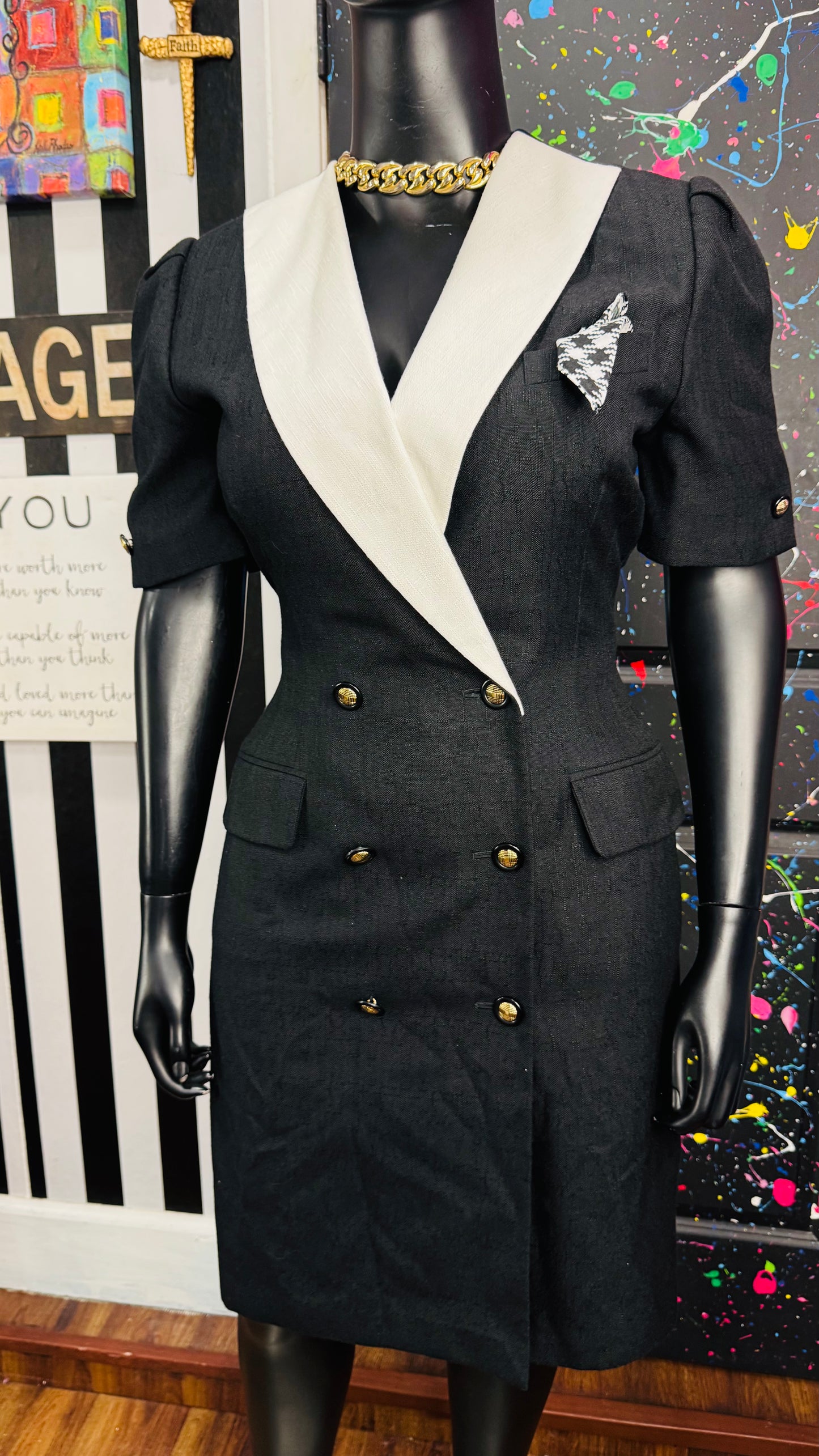Vintage Black & White Secretary Dress (16)