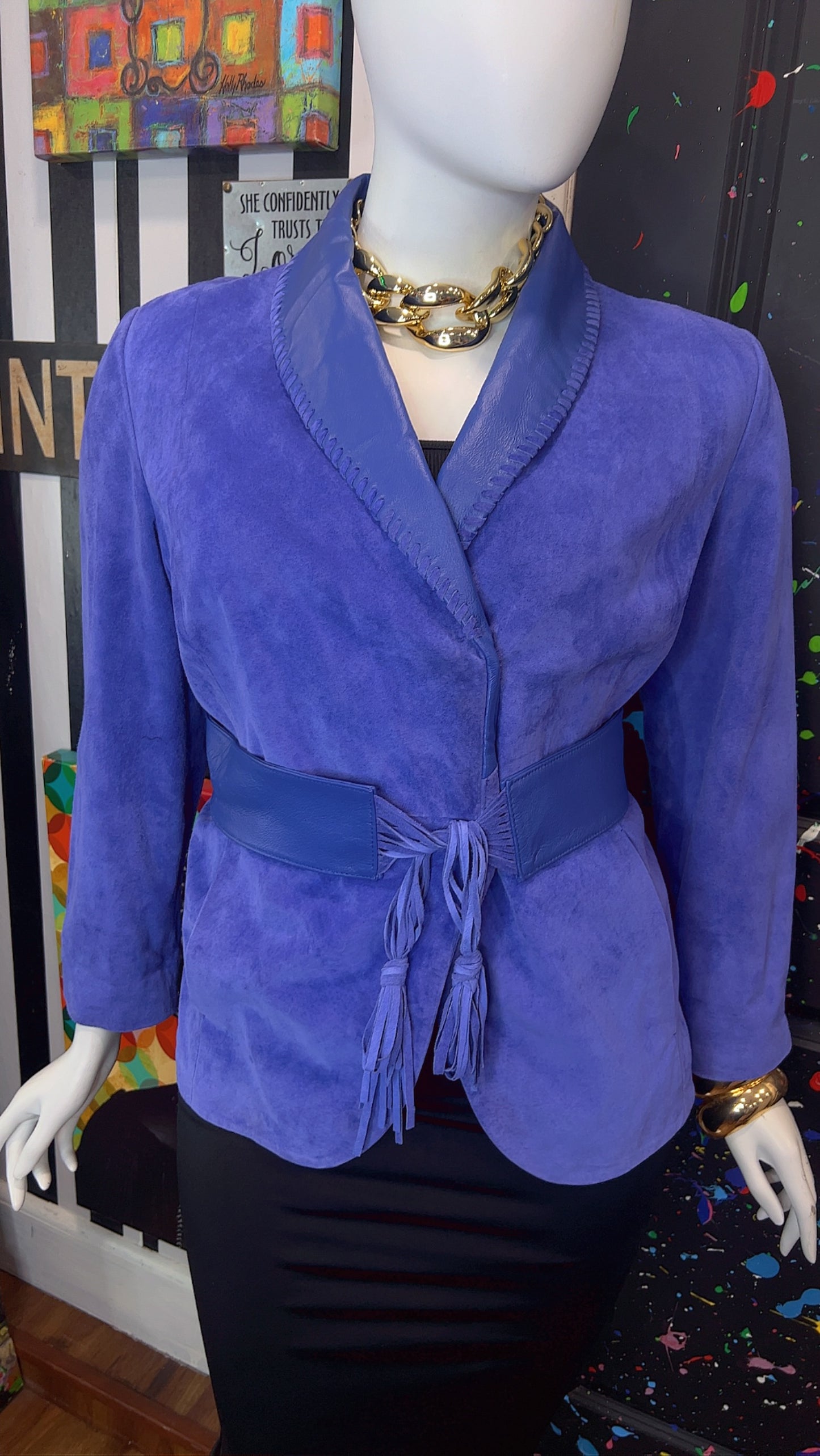 Vintage Suede Leather Jacket with Belt (18)