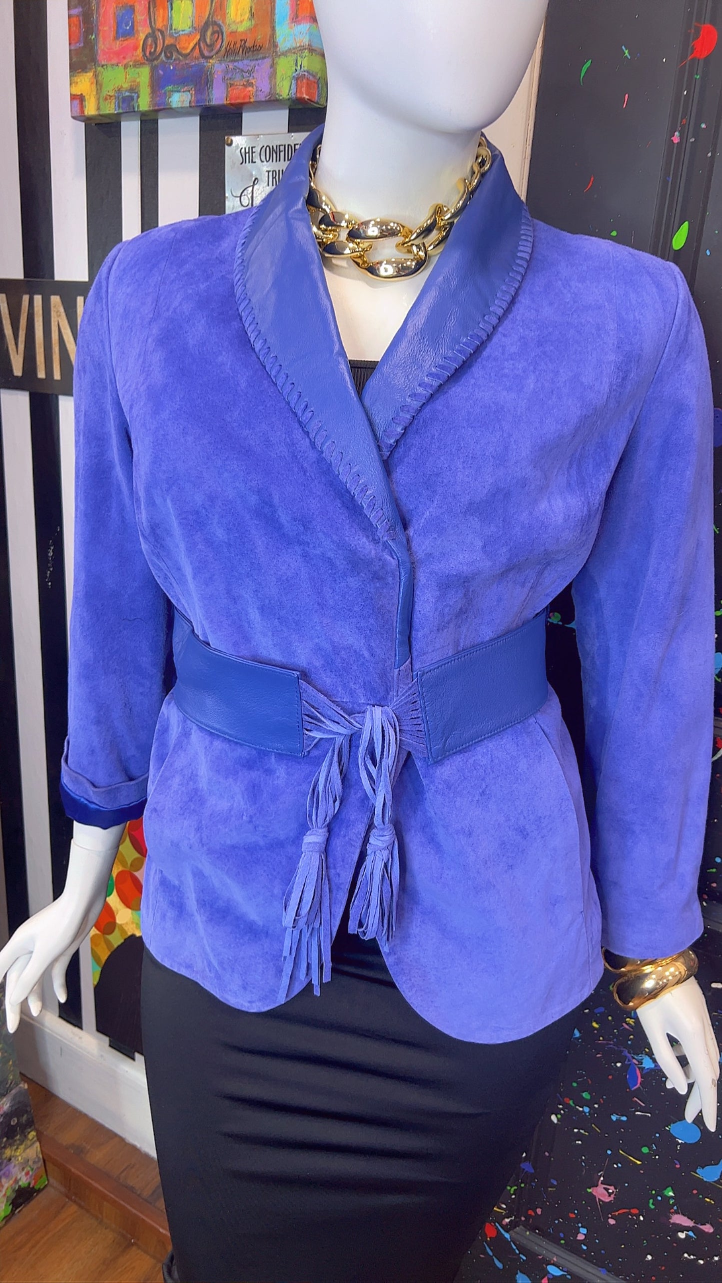 Vintage Suede Leather Jacket with Belt (18)