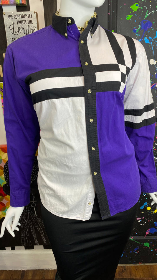 Vintage Colorblock Western Blouse (14/16)