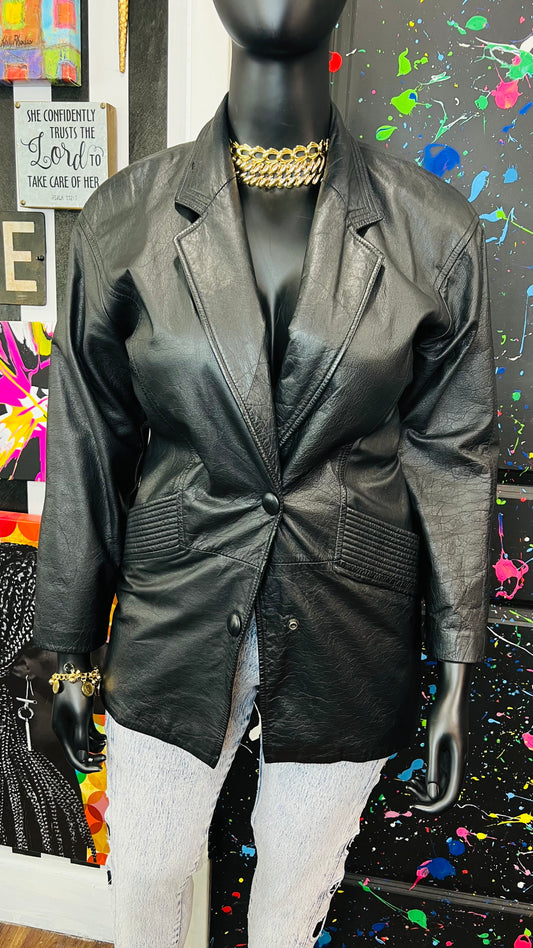 Vintage GIII Genuine Leather Black Blazer