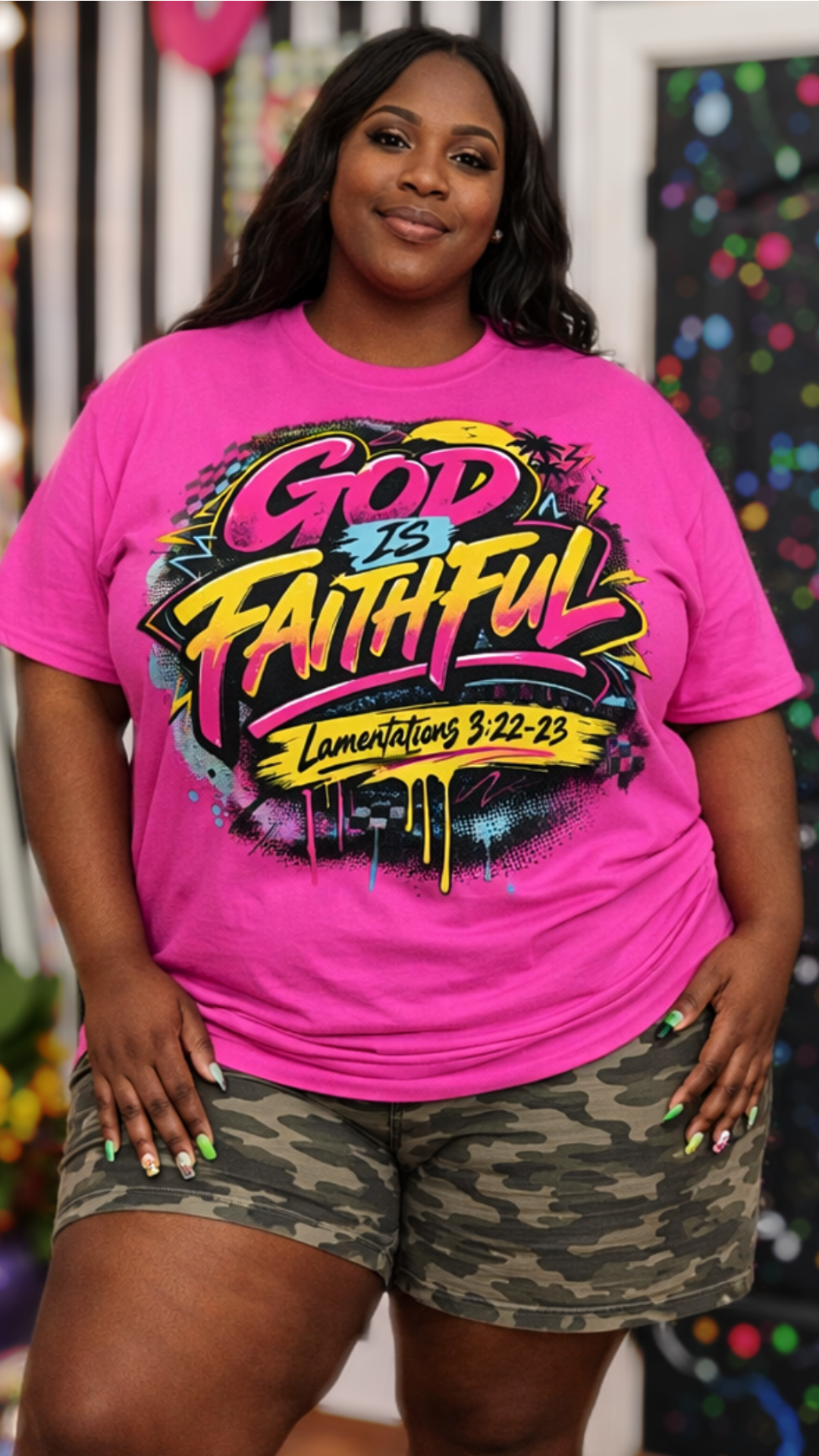 GOD IS FAITHFUL – 80s/90s Retro Faith Graphic Tee (L-3X)