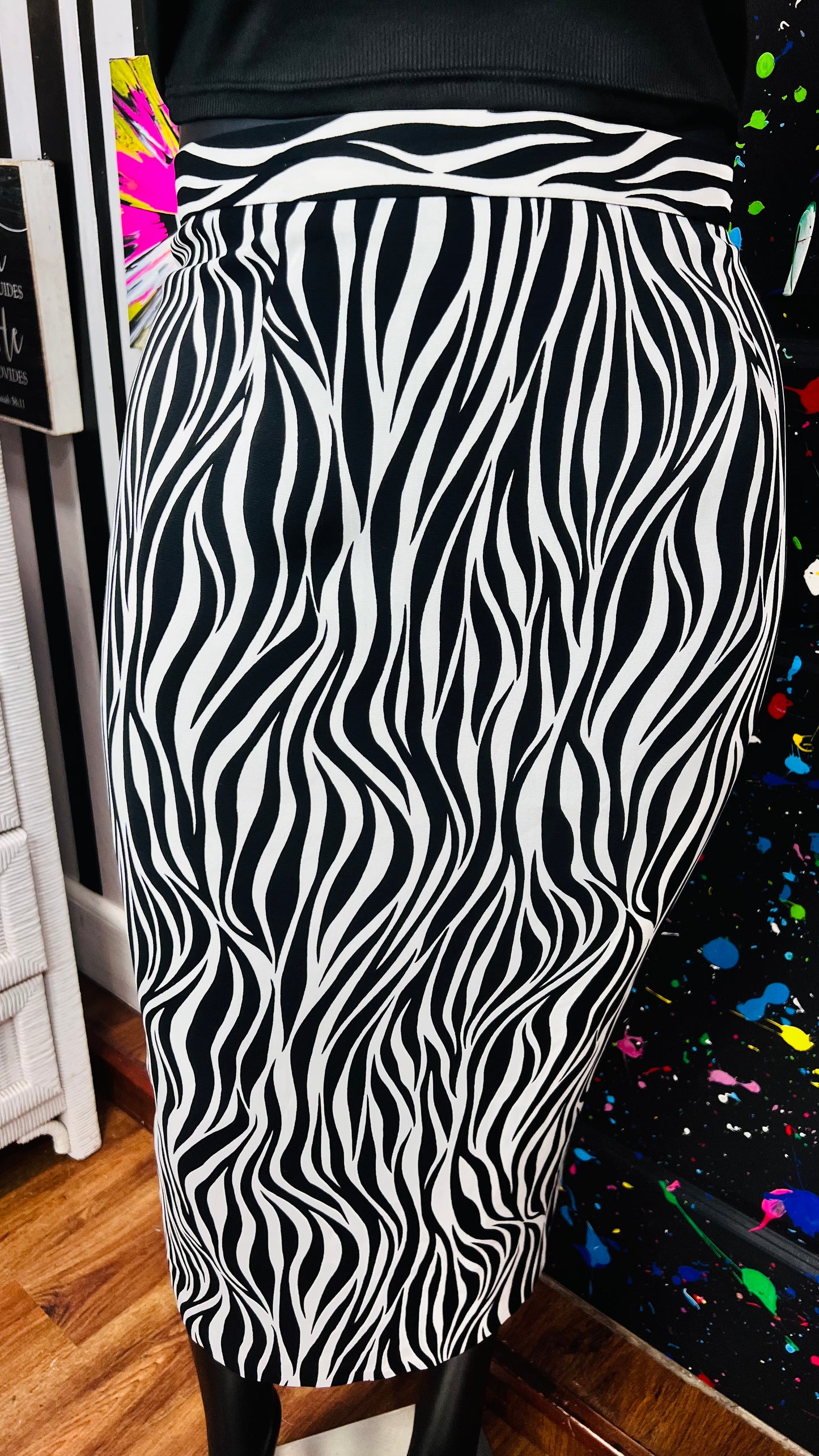 Vintage Jeweled Zebra Print Skirt Suit (16W)