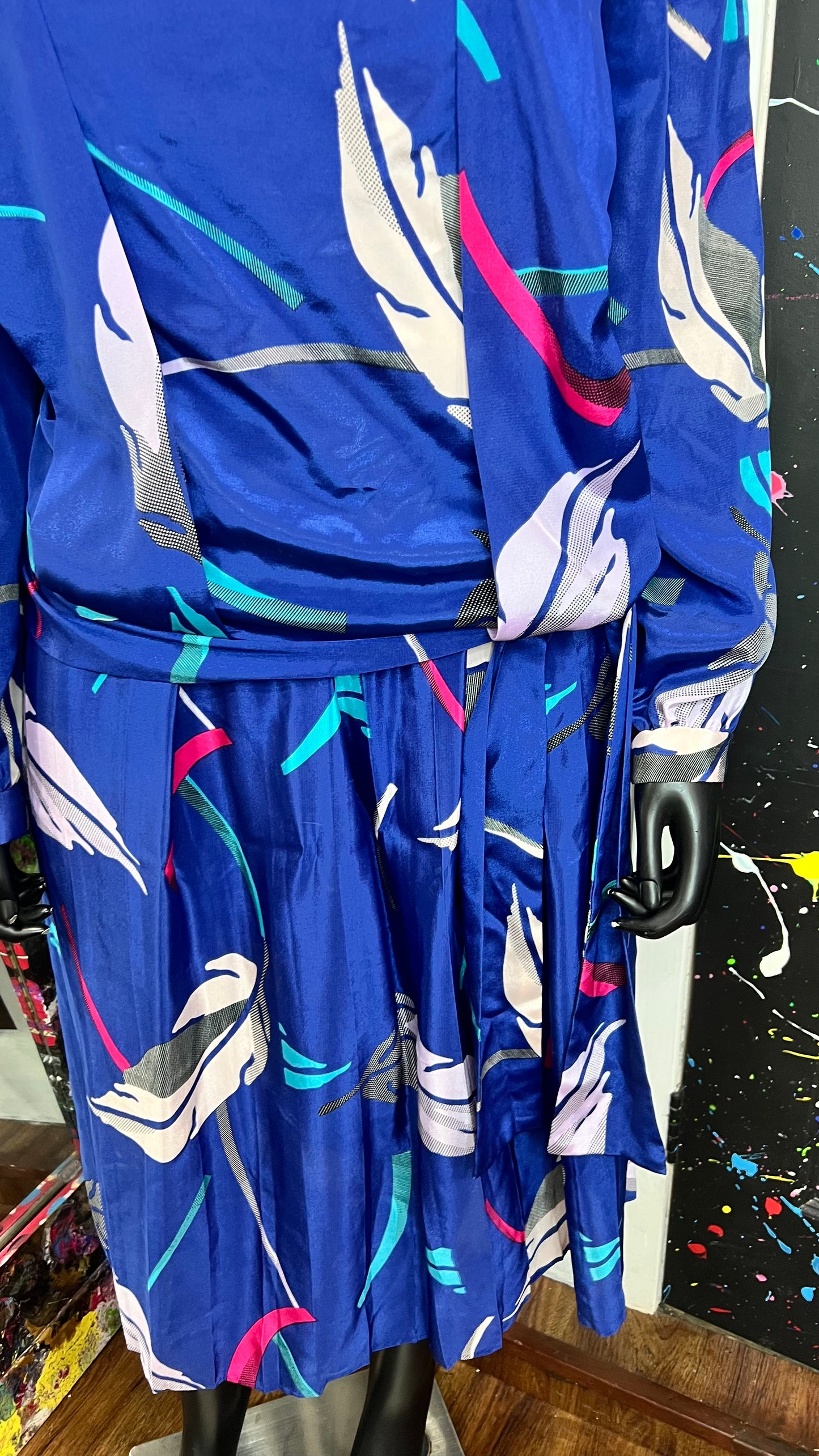 Vintage Abstract 80’s Pleated Skirt Set (20)