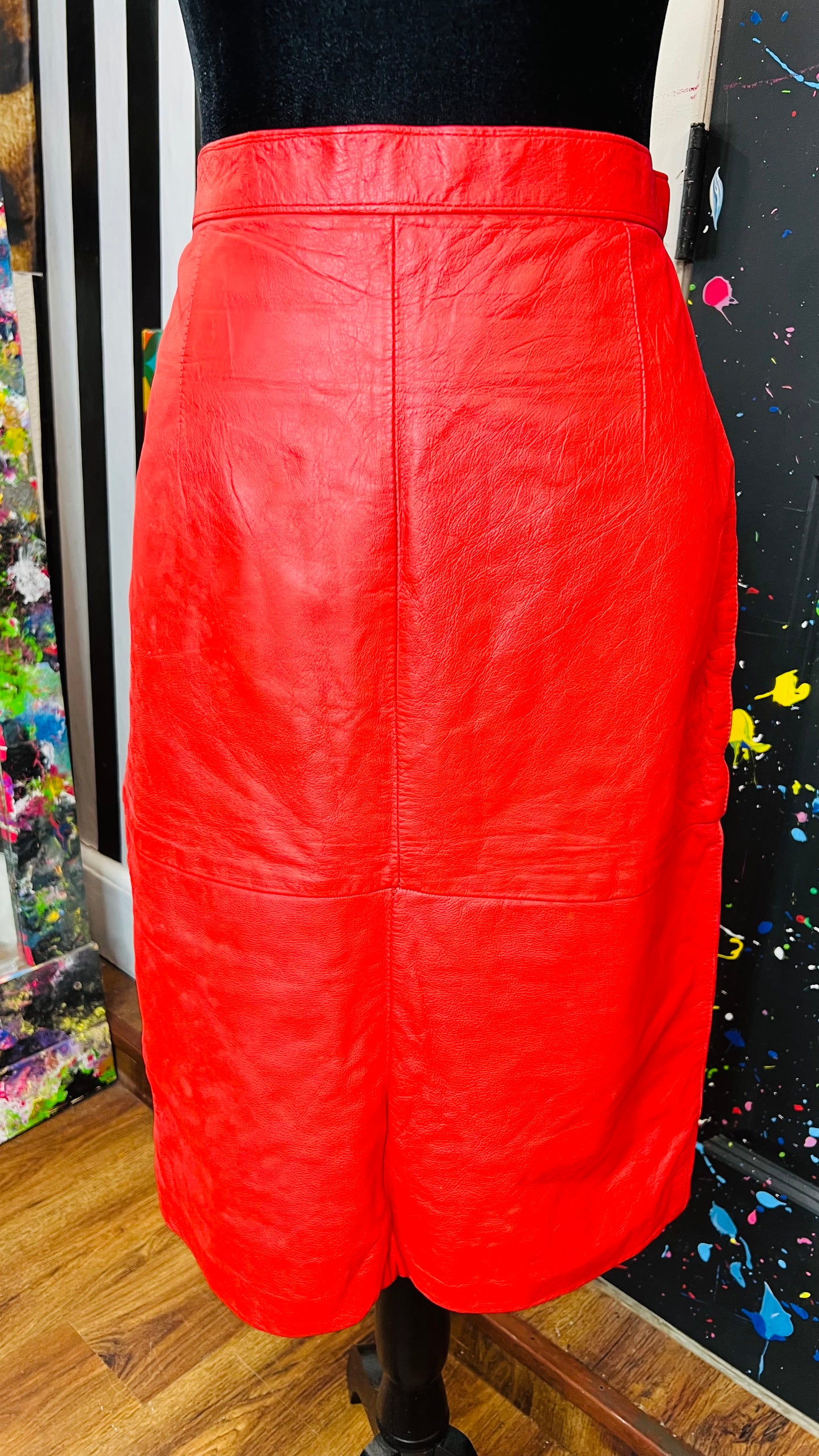 Vintage Red Leather Skirt (16)