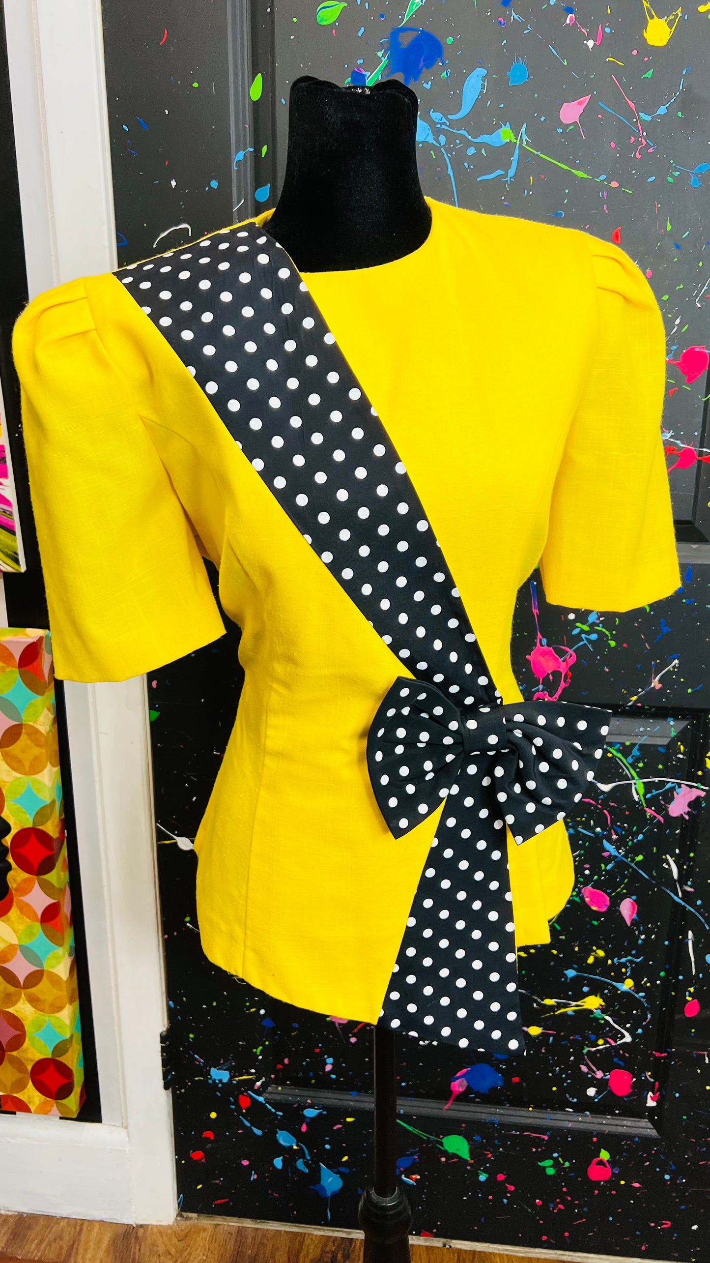 Vintage Polka Dot & Yellow Blouse (12)