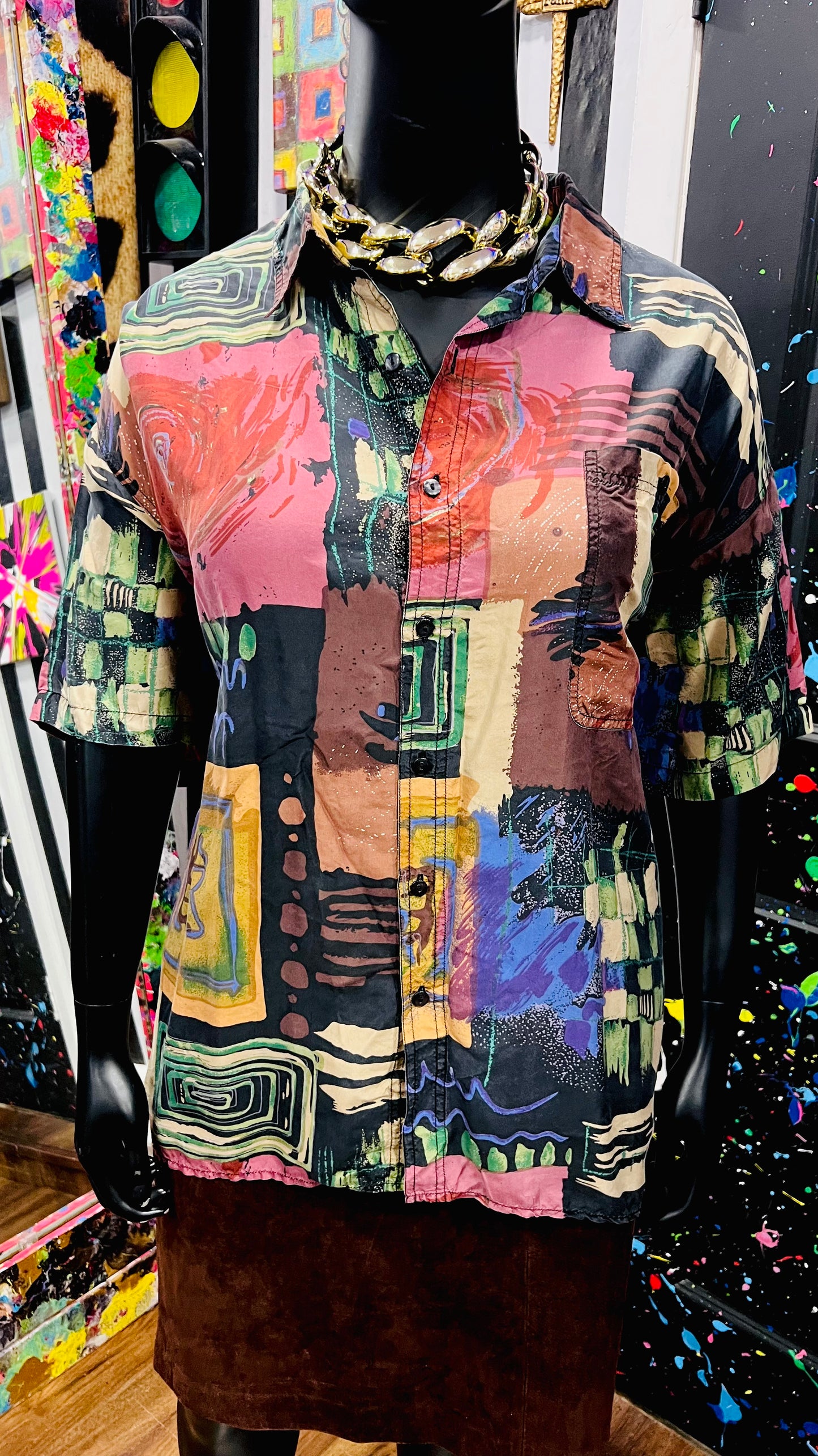 Vintage Abstract Silk Blouse (24/26)