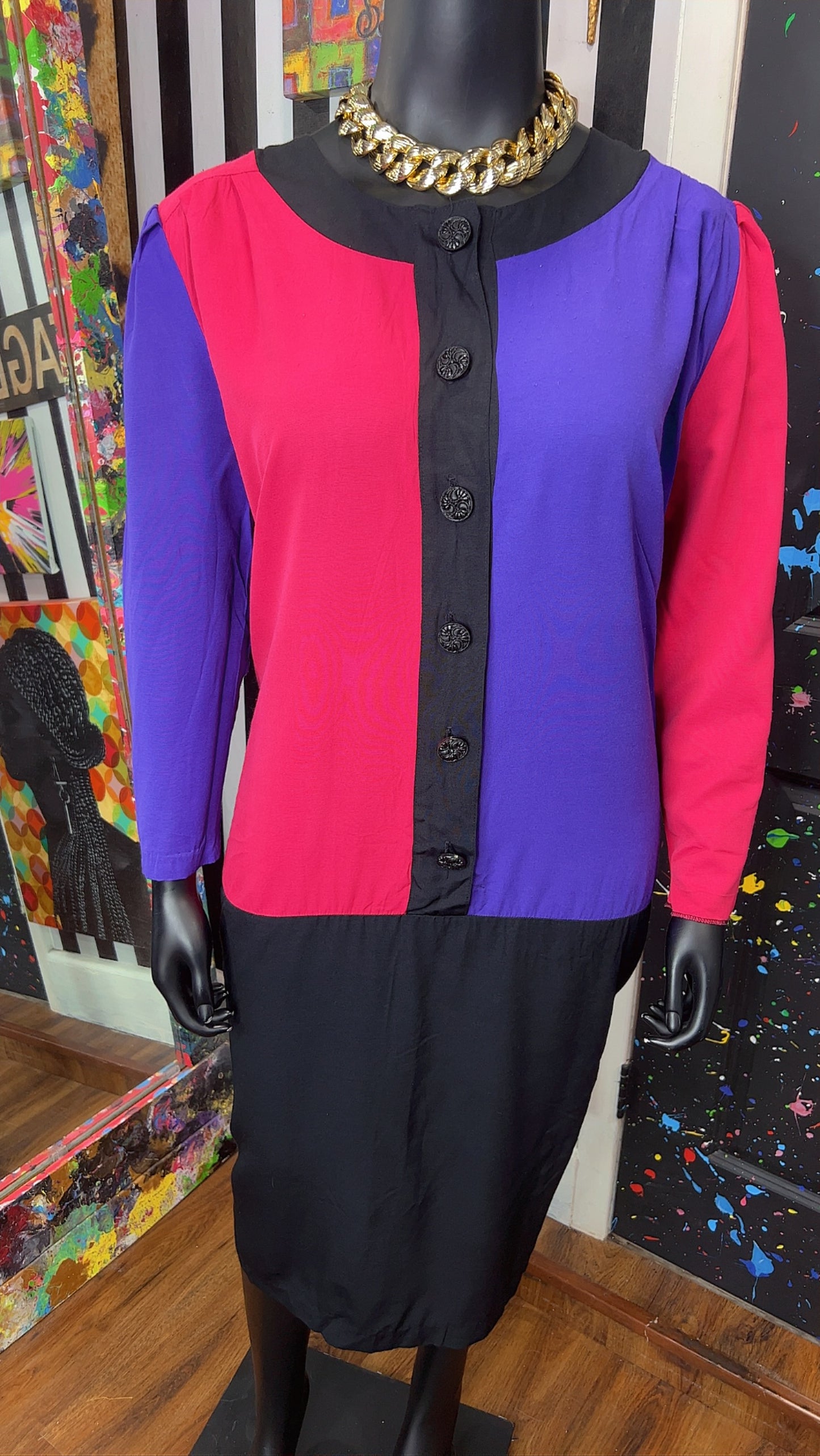 Vintage Color Block Dress (24)