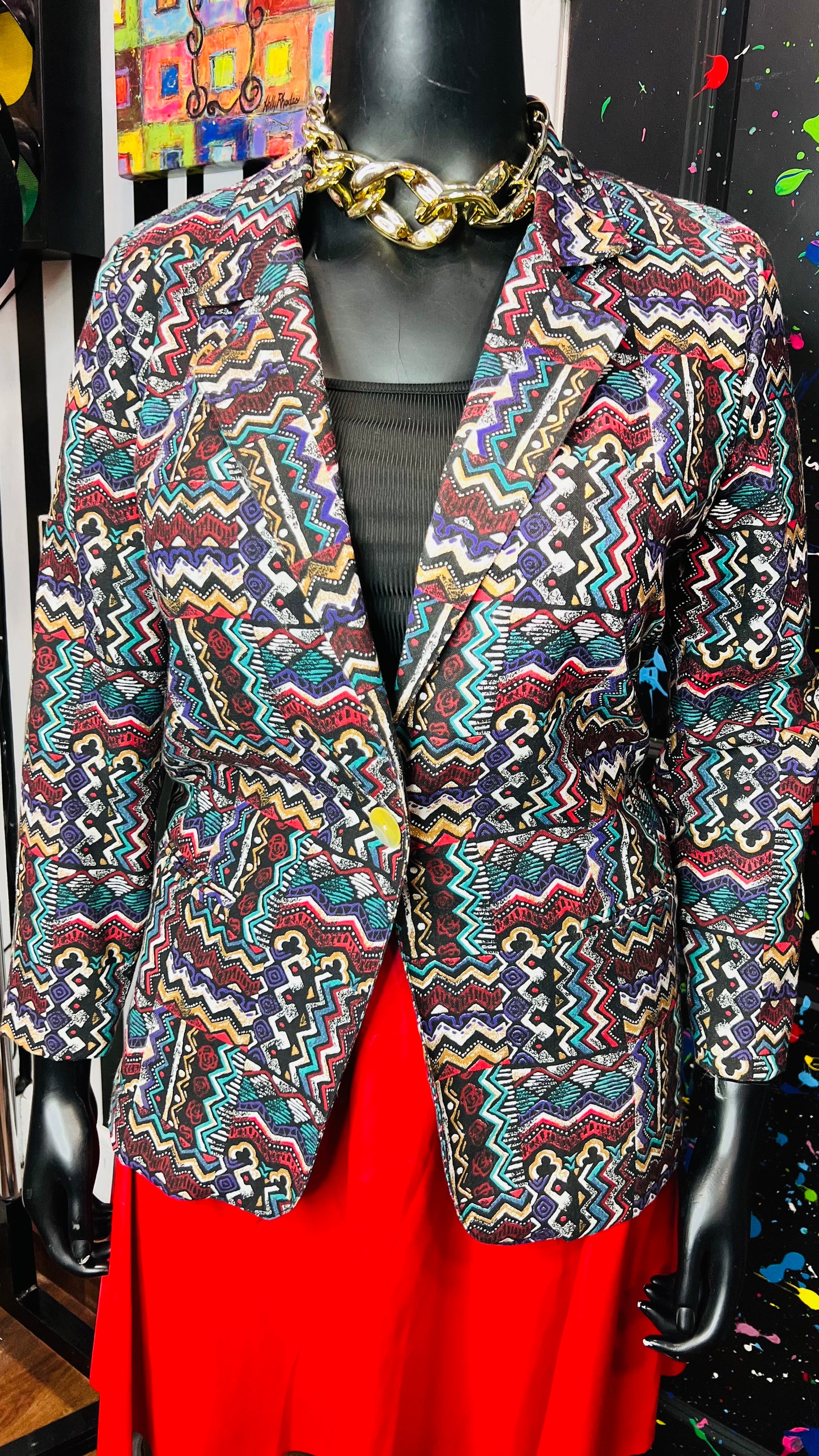 Vintage Tribal Print Blazer (14)