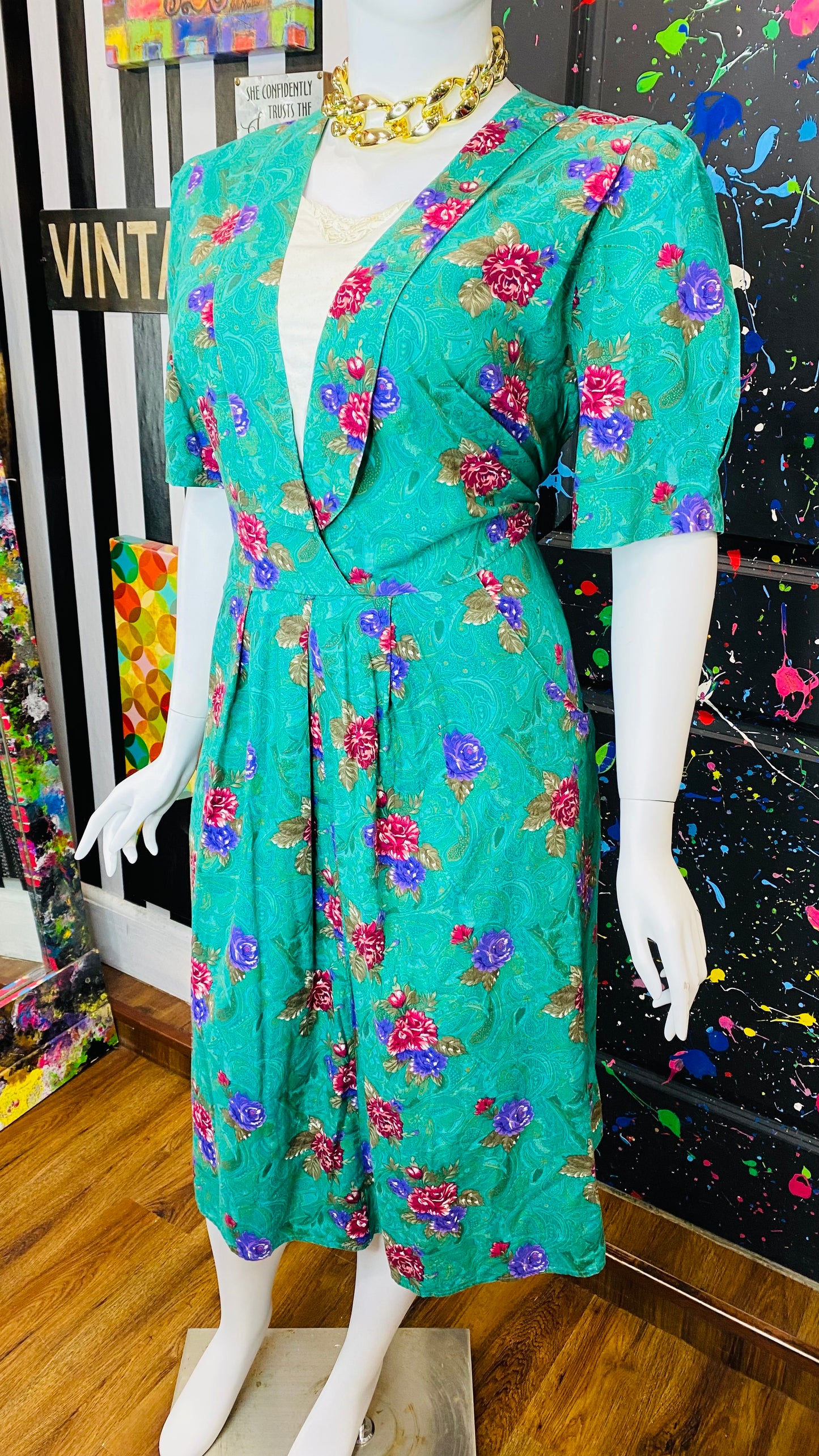 Vintage Floral Dress (22W)