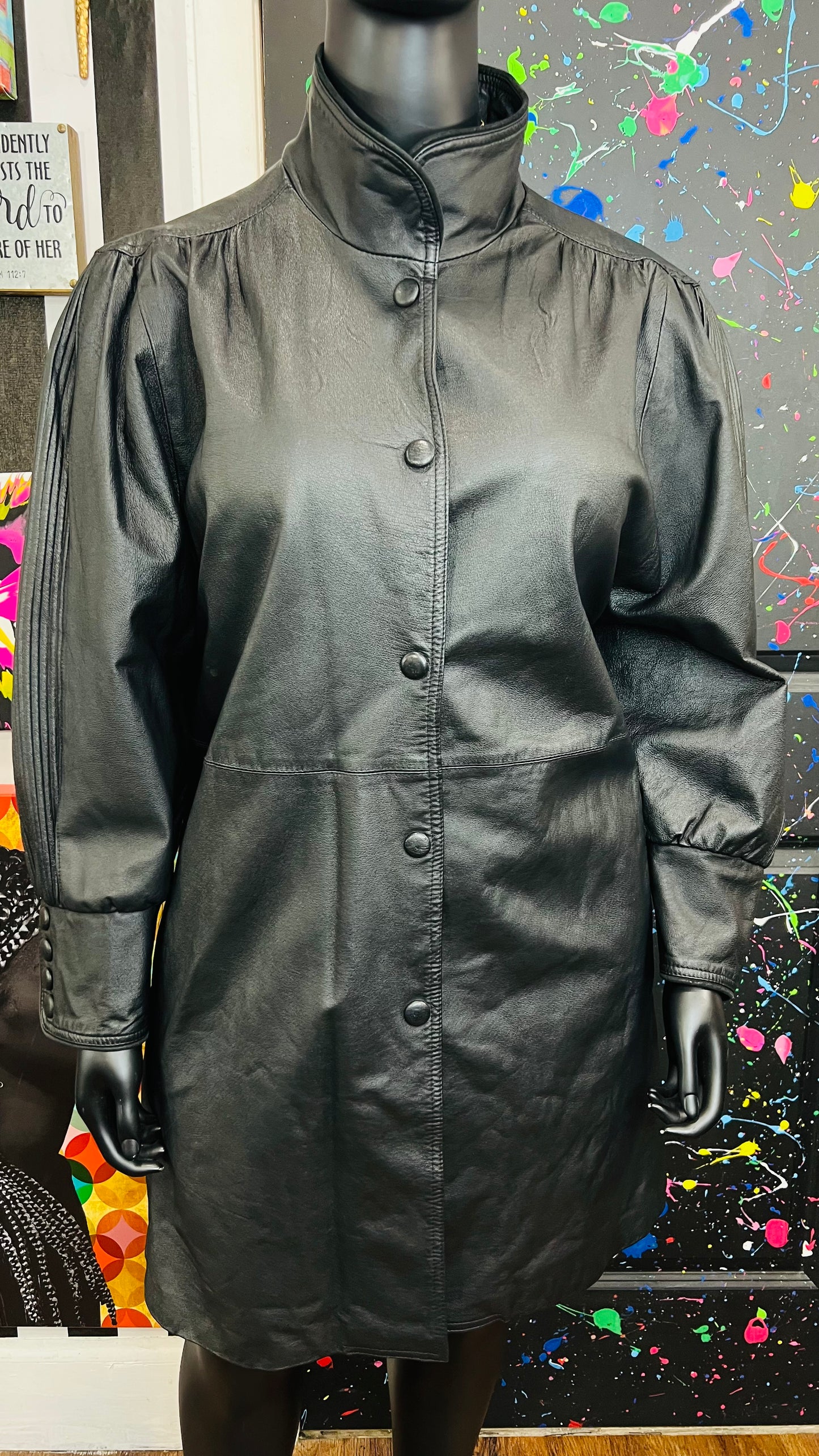 Vintage Genuine Leather Swing Coat (24)