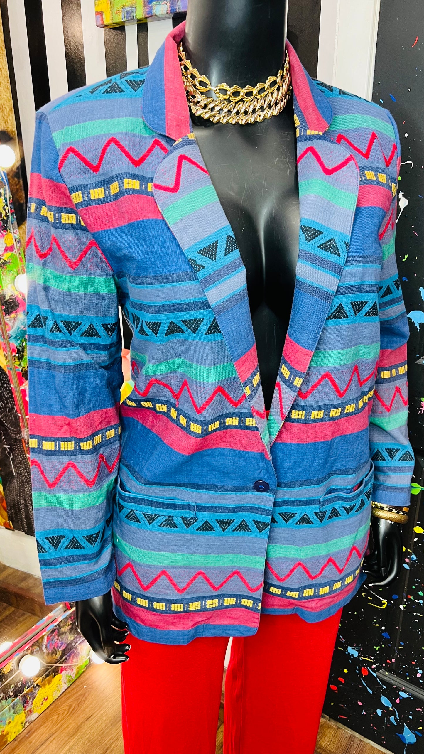 Vintage Tribal Print Blazer (18)