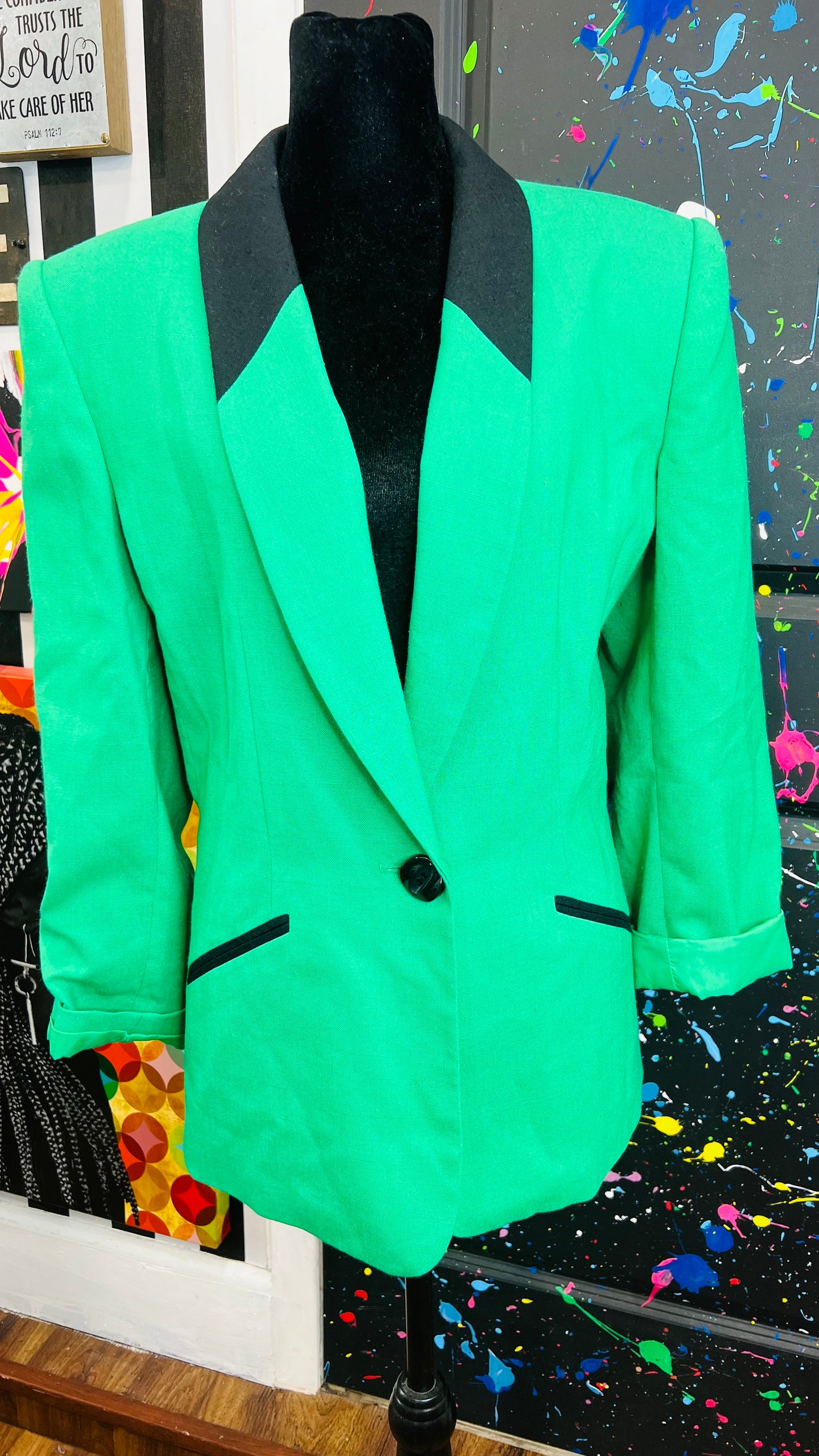 Vintage Green & Black Blazer (14)