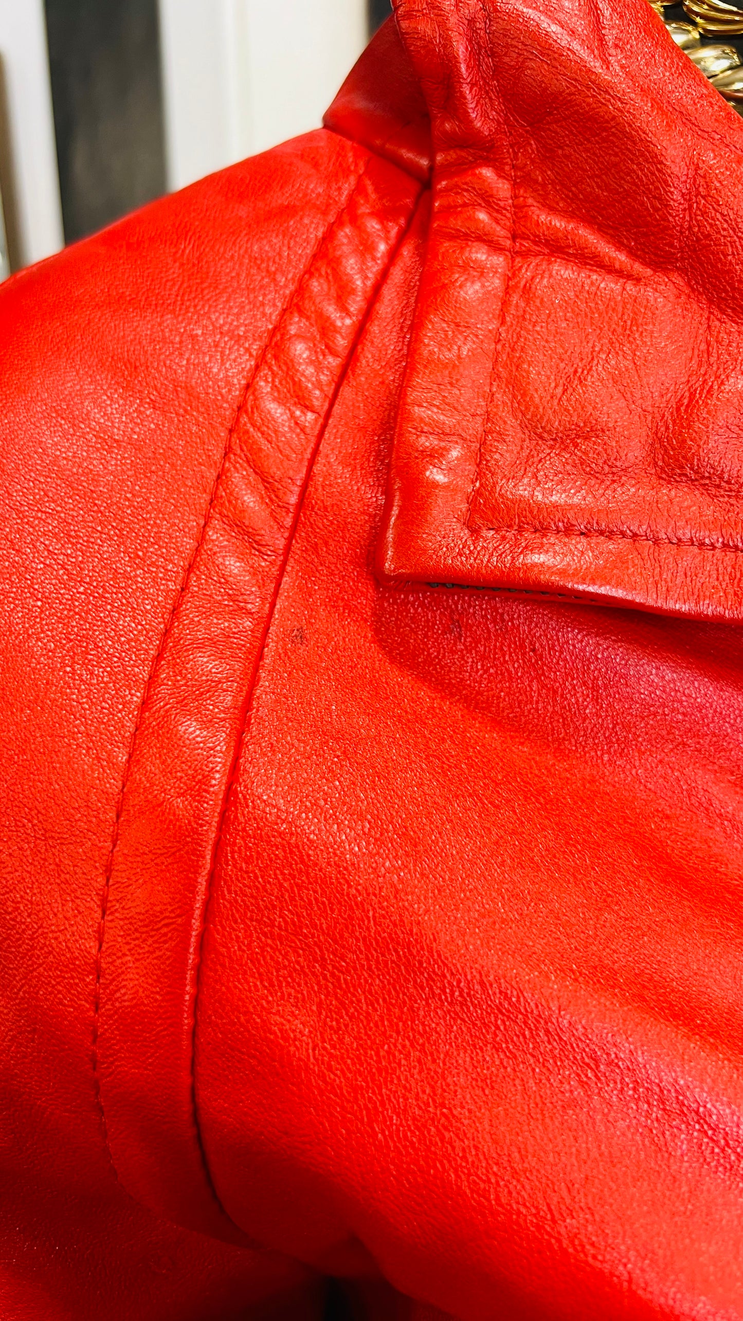 Vintage Genuine Leather Red Long Coat (18/20)