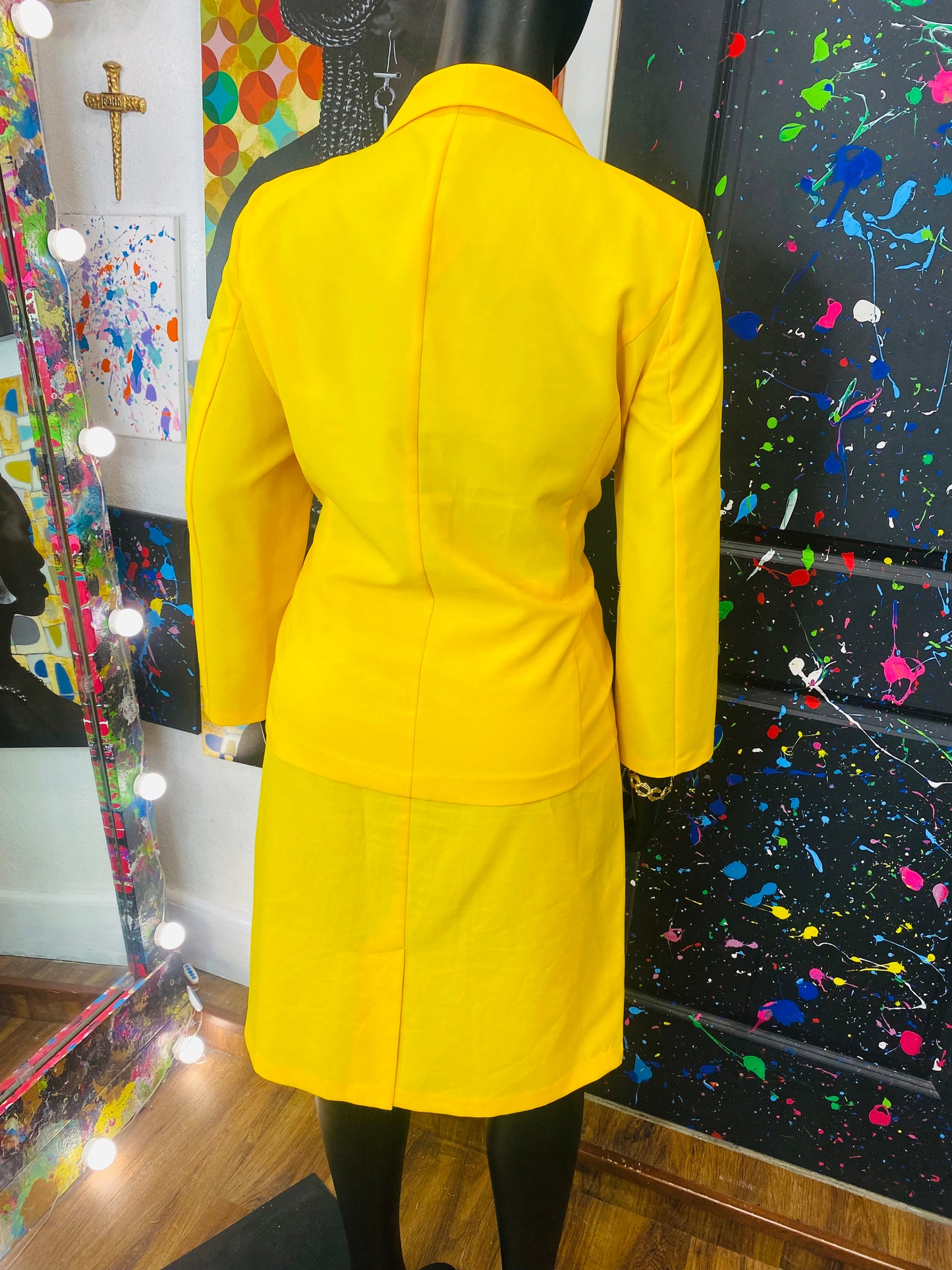 Vintage Yellow 2 piece Skirt Set