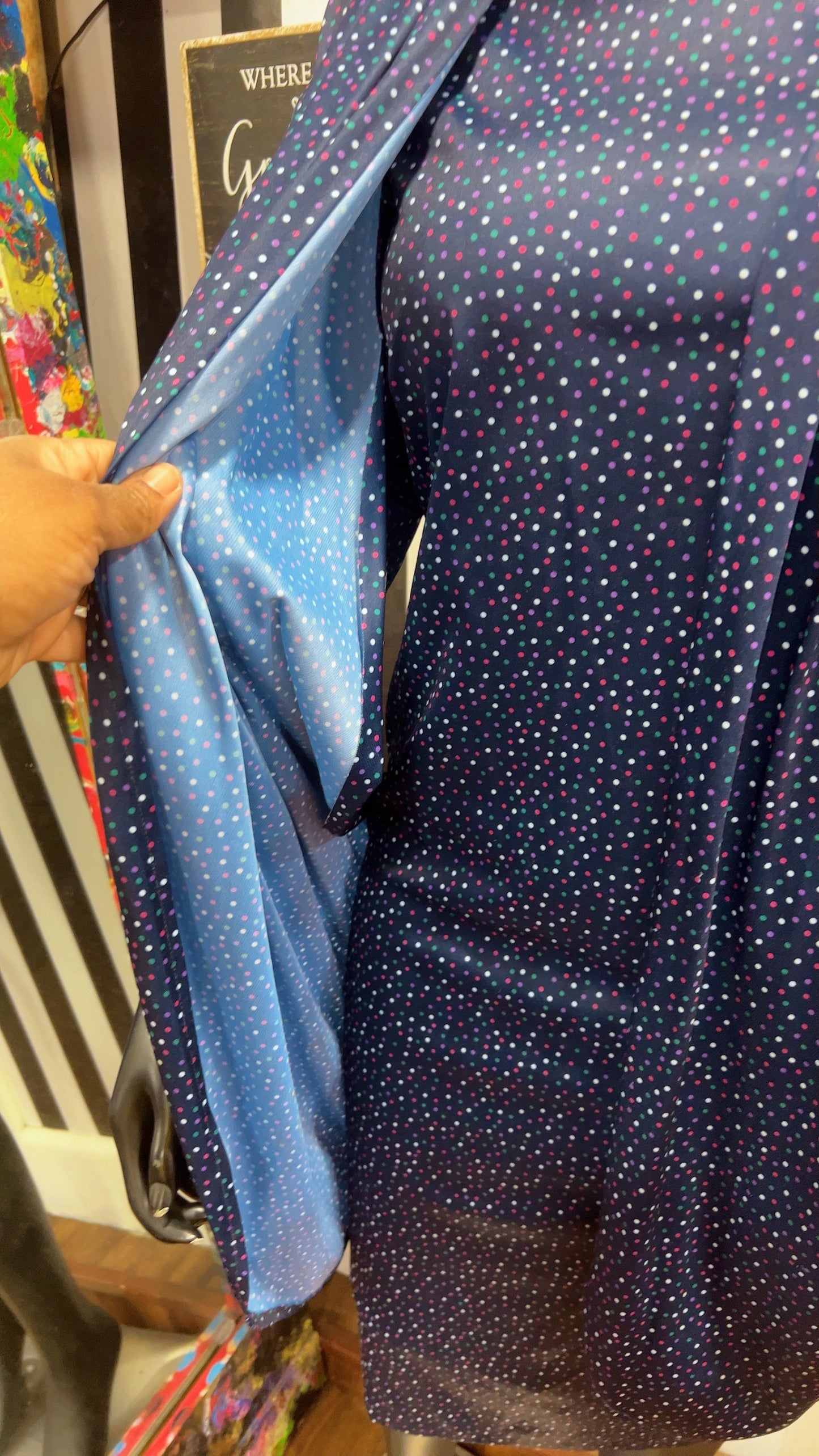 Vintage Navy Blue Polka Dot Dress (14)