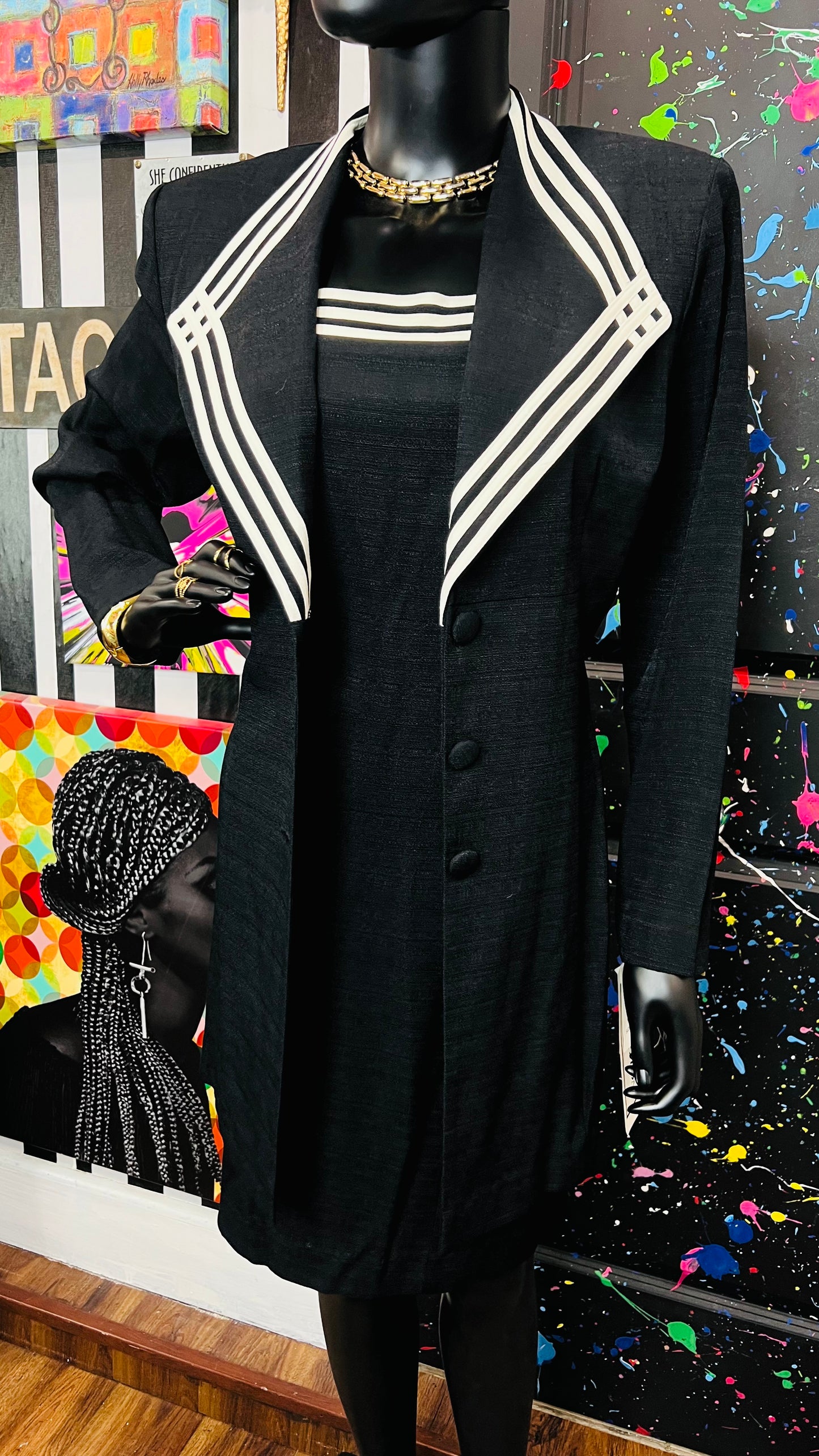 Vintage Black & White Dress & Blazer Set- DeadStock w/Tags (12)