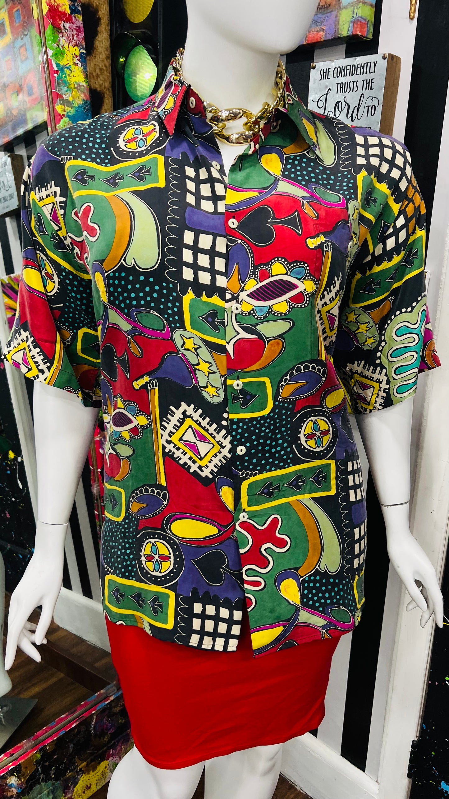 Vintage 100% Silk Funky Blouse (18)