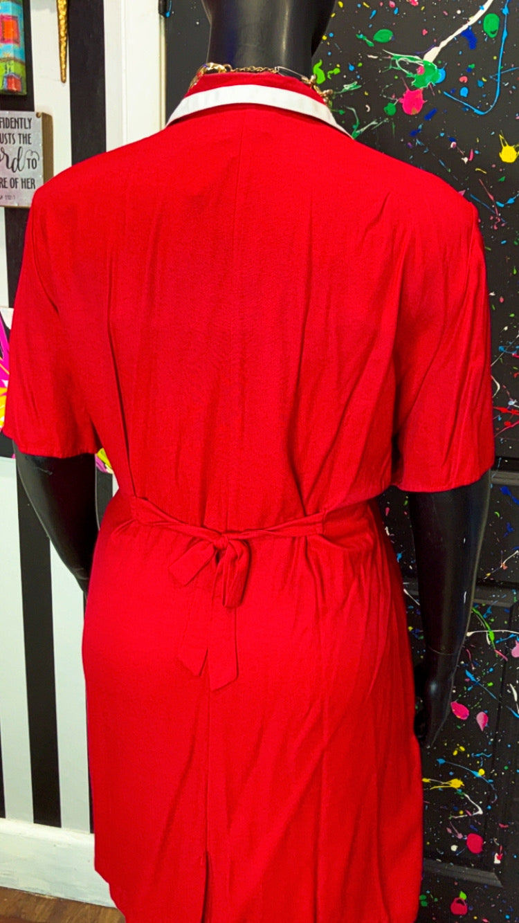 Vintage Red & White Secretary Dress (24)