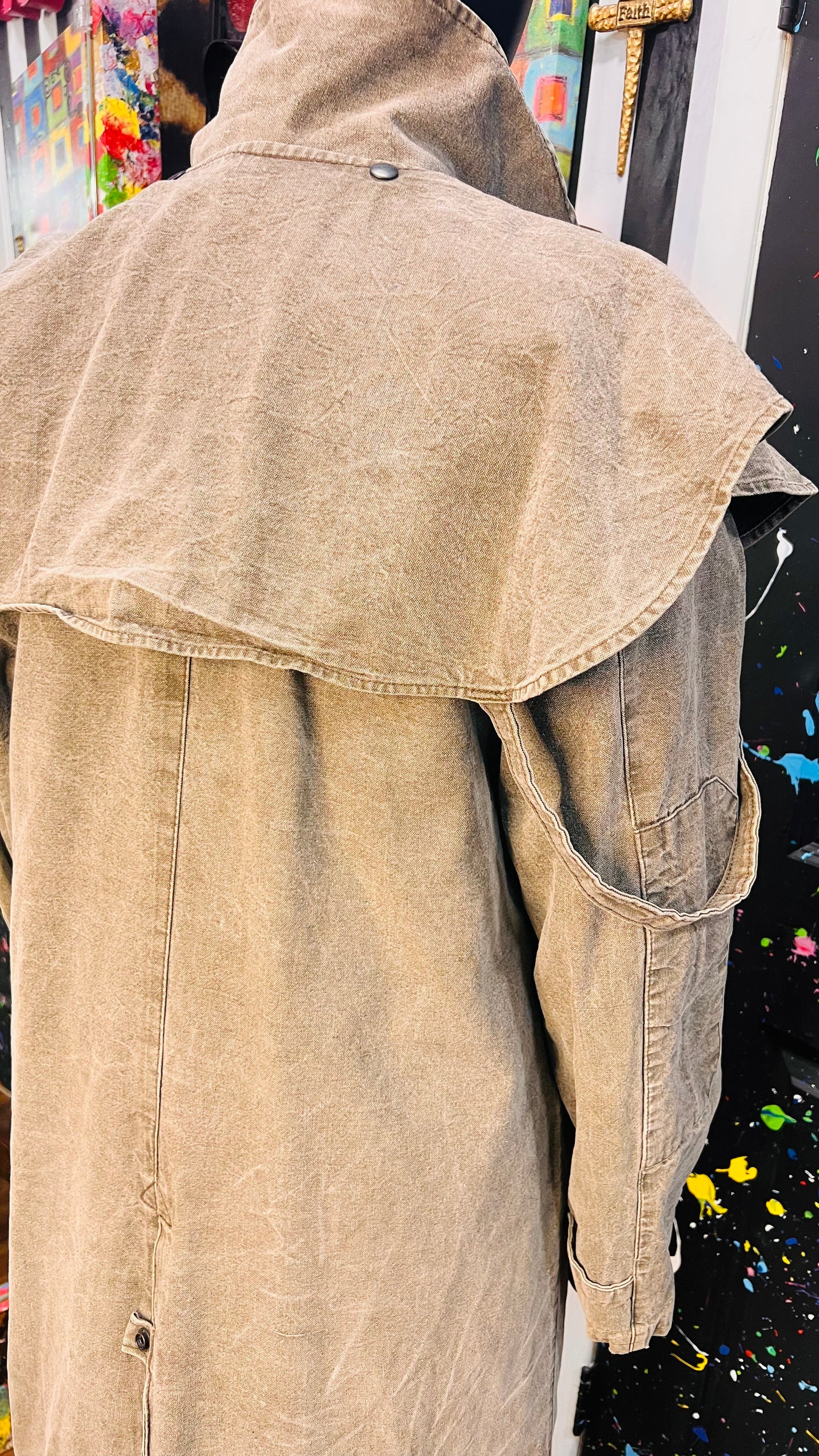 Vintage Denim Distressed Trench Coat (18)