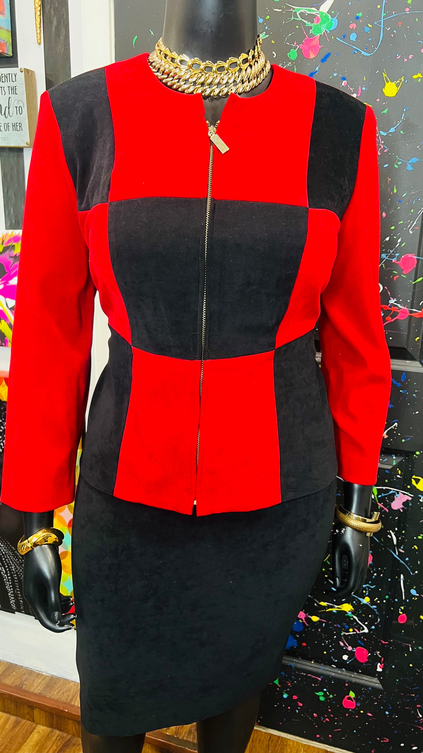 Vintage Red & Black Skirt Set (16)