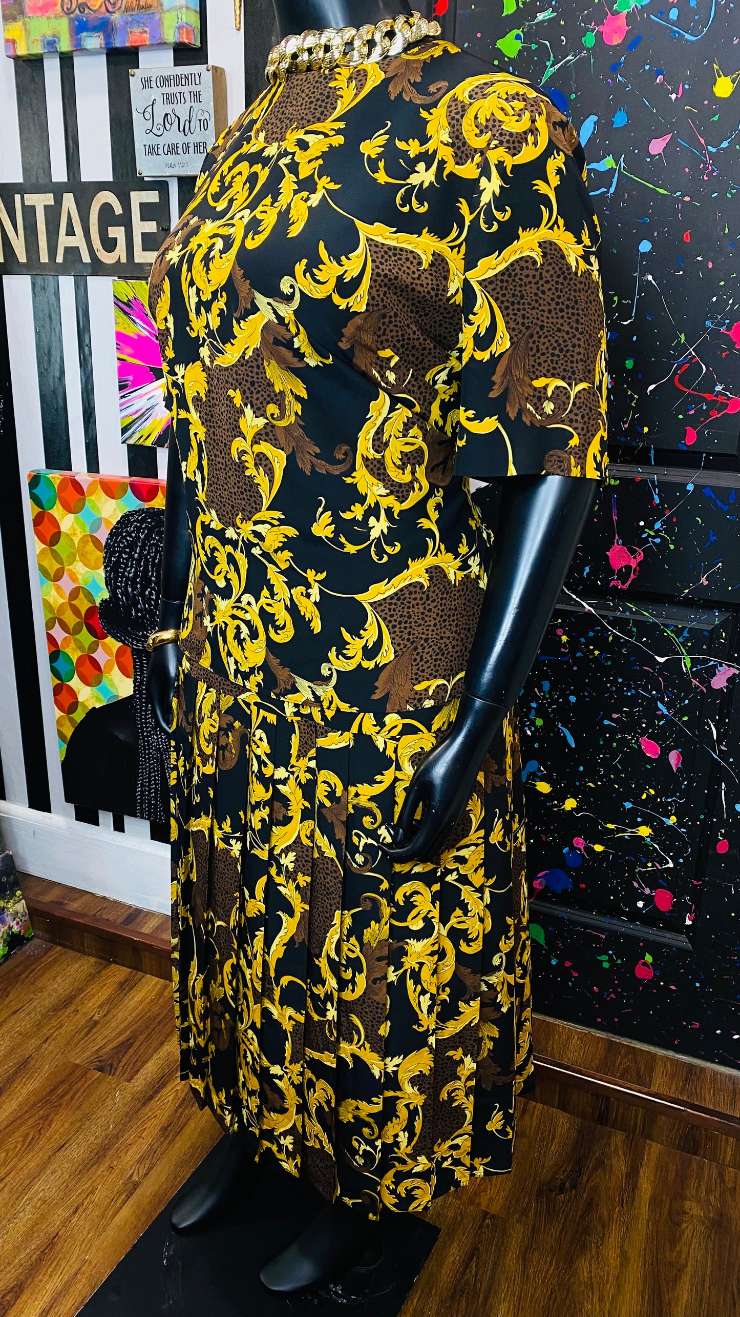 Vintage Nautical & Animal Print Skirt Set (20W)